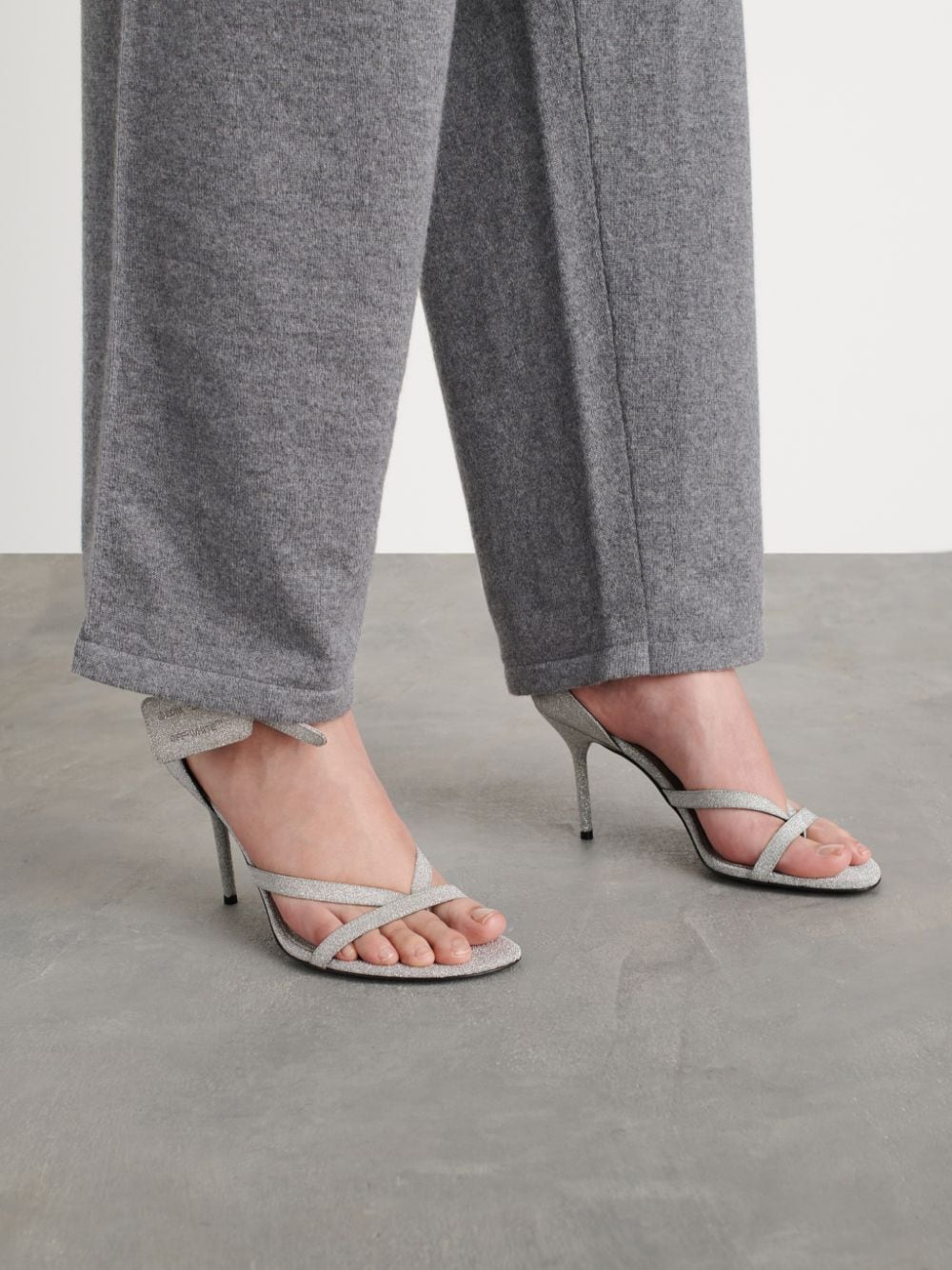 zip tie glittered leather sandals in silver Off White Official IN