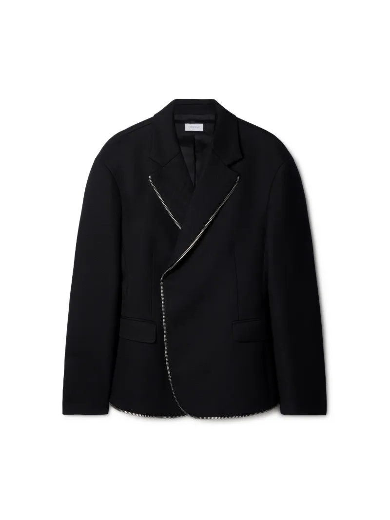 Zweireihiger Wollblazer mit Reißverschluss