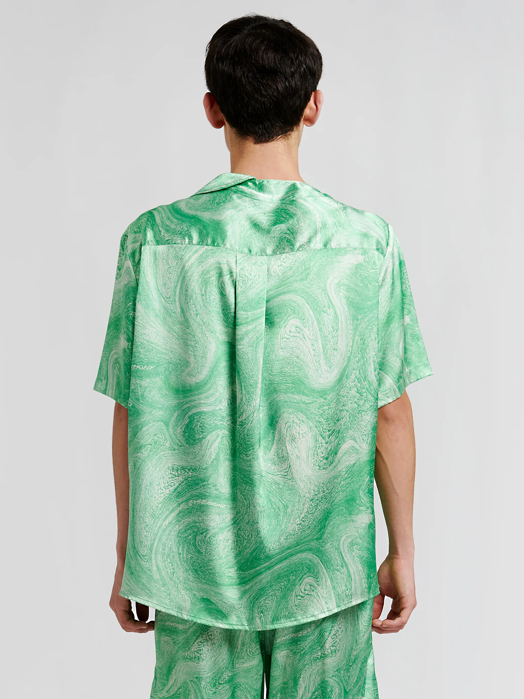 ALLOVER MARBLE ASYMMETRIC S/S SHIRT