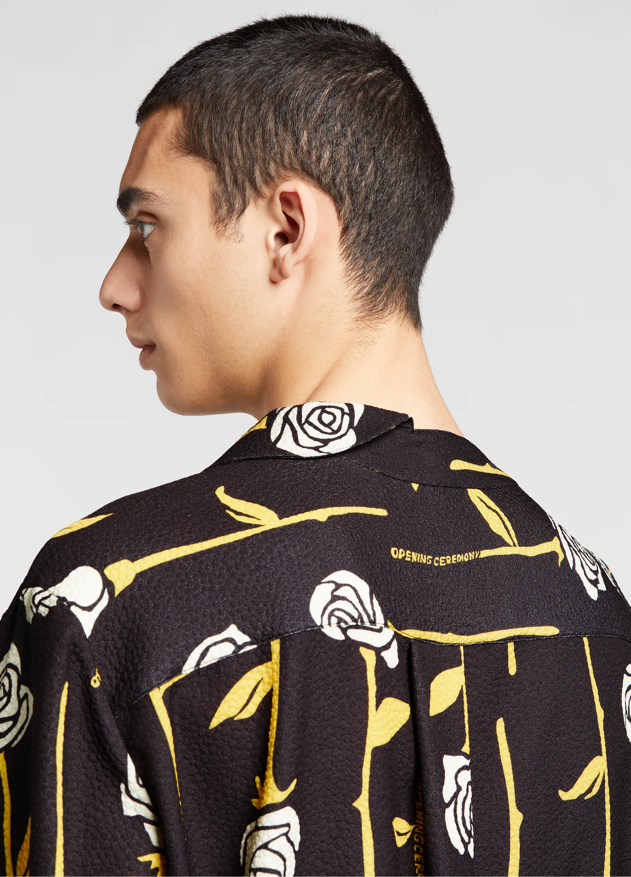 ALLOVER ROSES ASYMMERTRIC S/S SHIRT