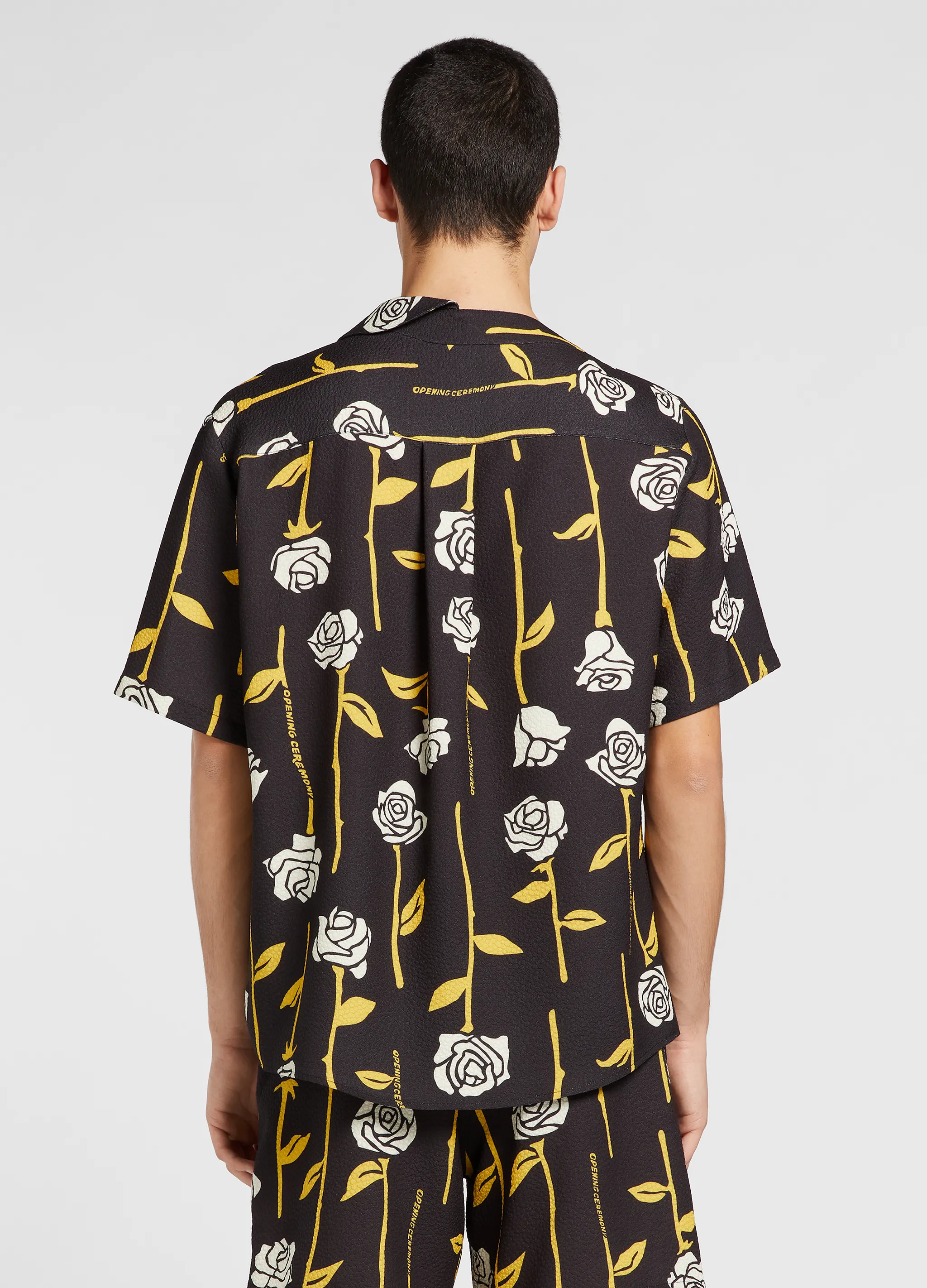 ALLOVER ROSES ASYMMERTRIC S/S SHIRT