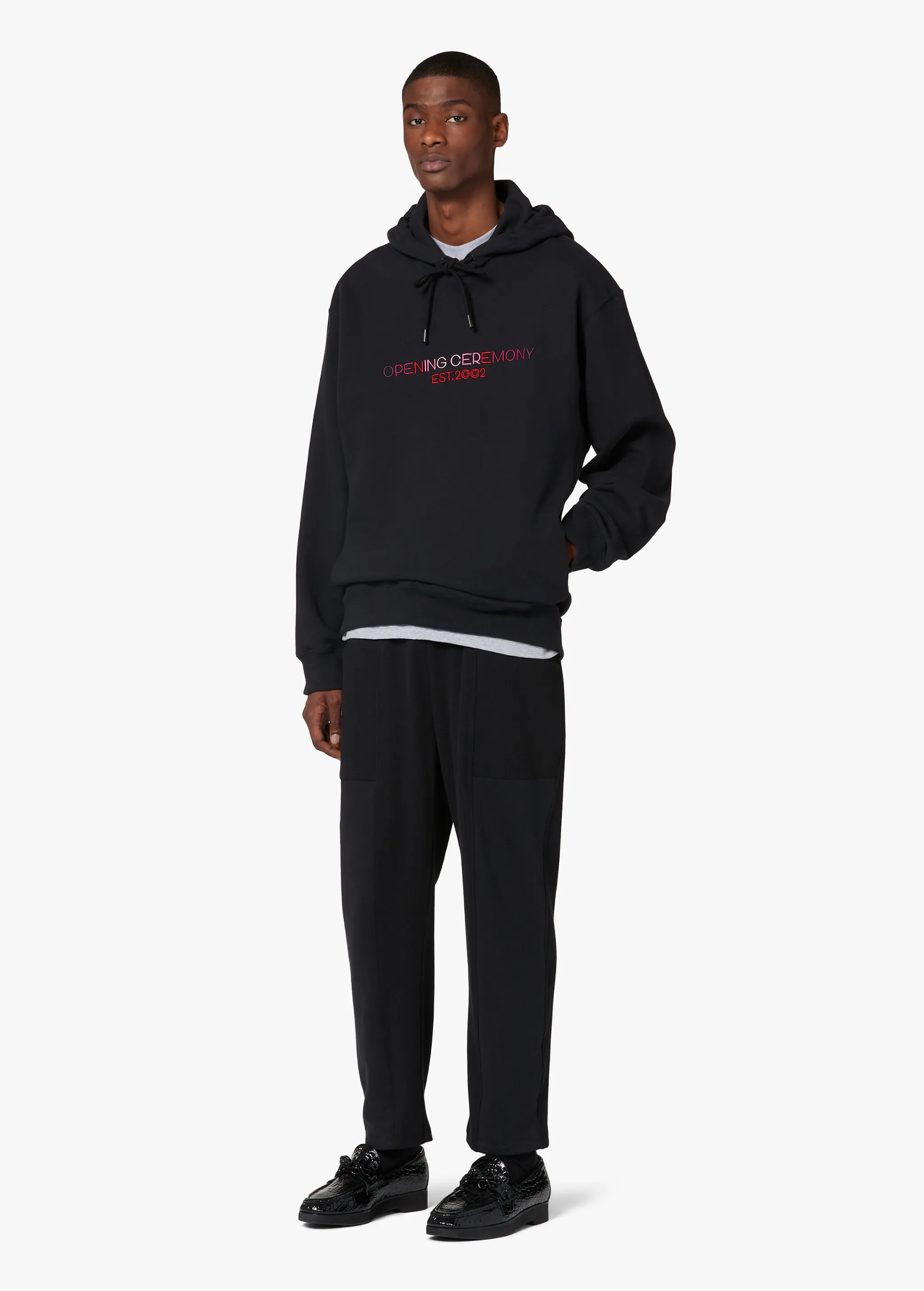 BLACK EMBROIDERED HOODIE