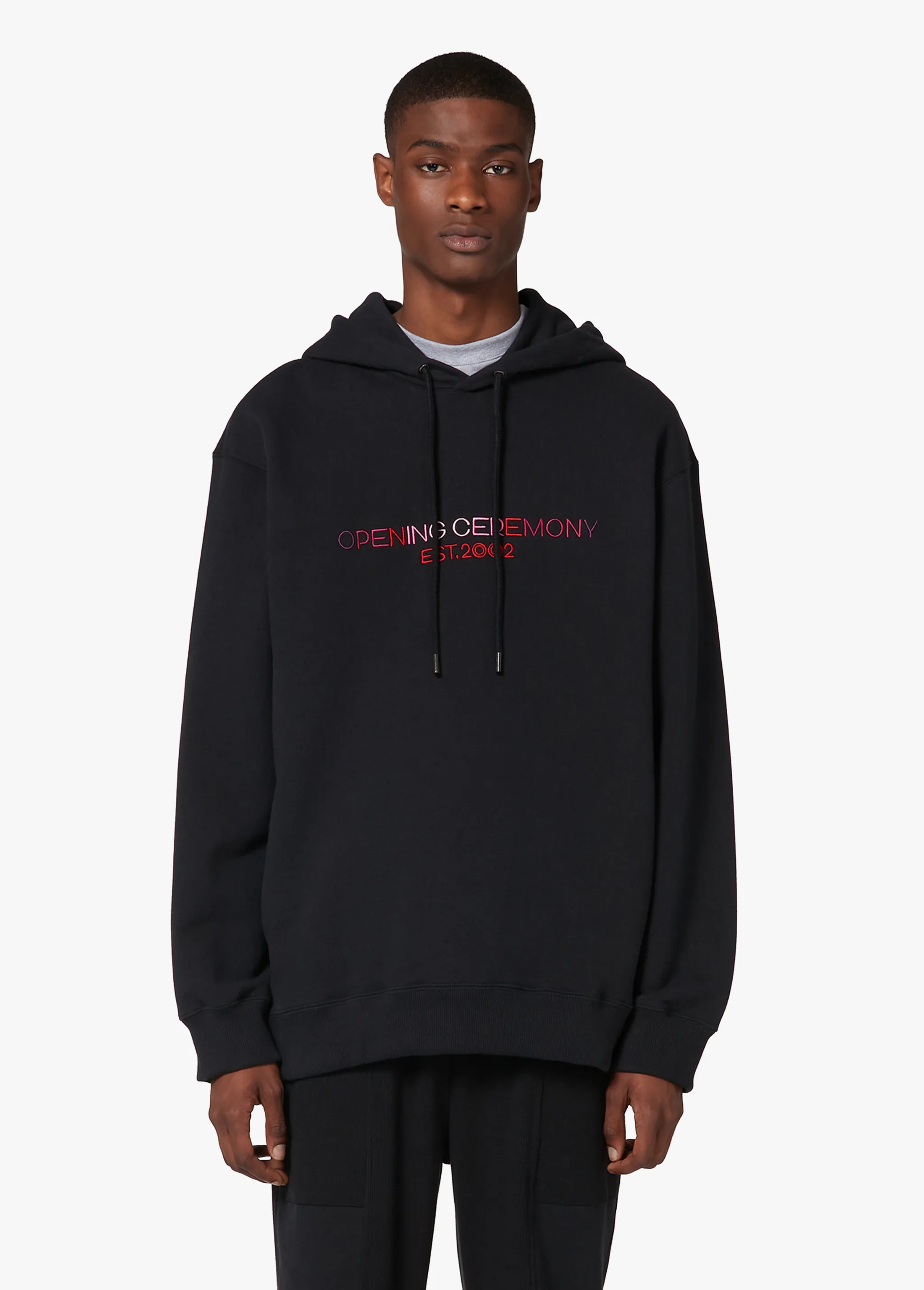 BLACK EMBROIDERED HOODIE | Opening Ceremony