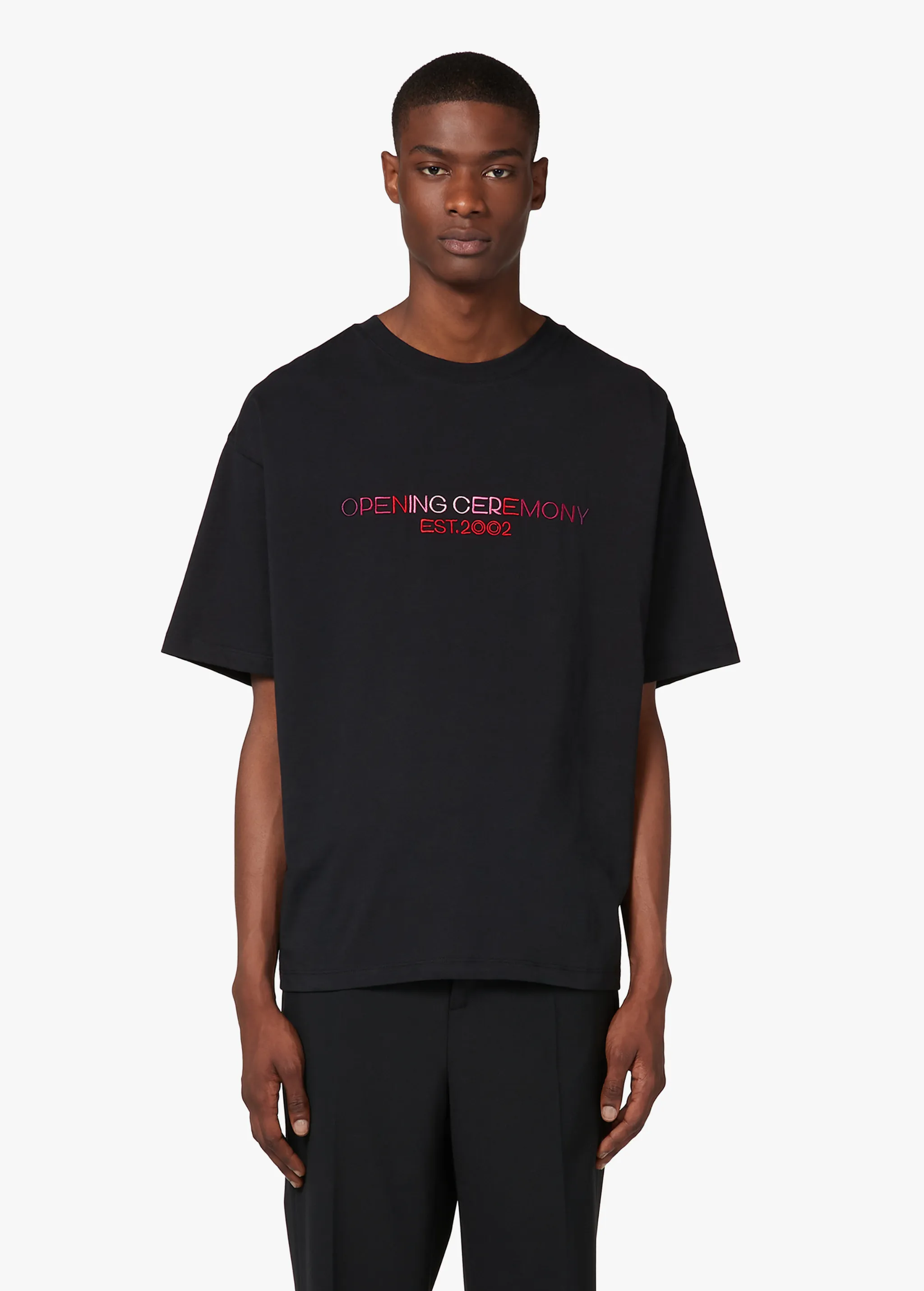 BLACK EMBROIDERED T-SHIRT