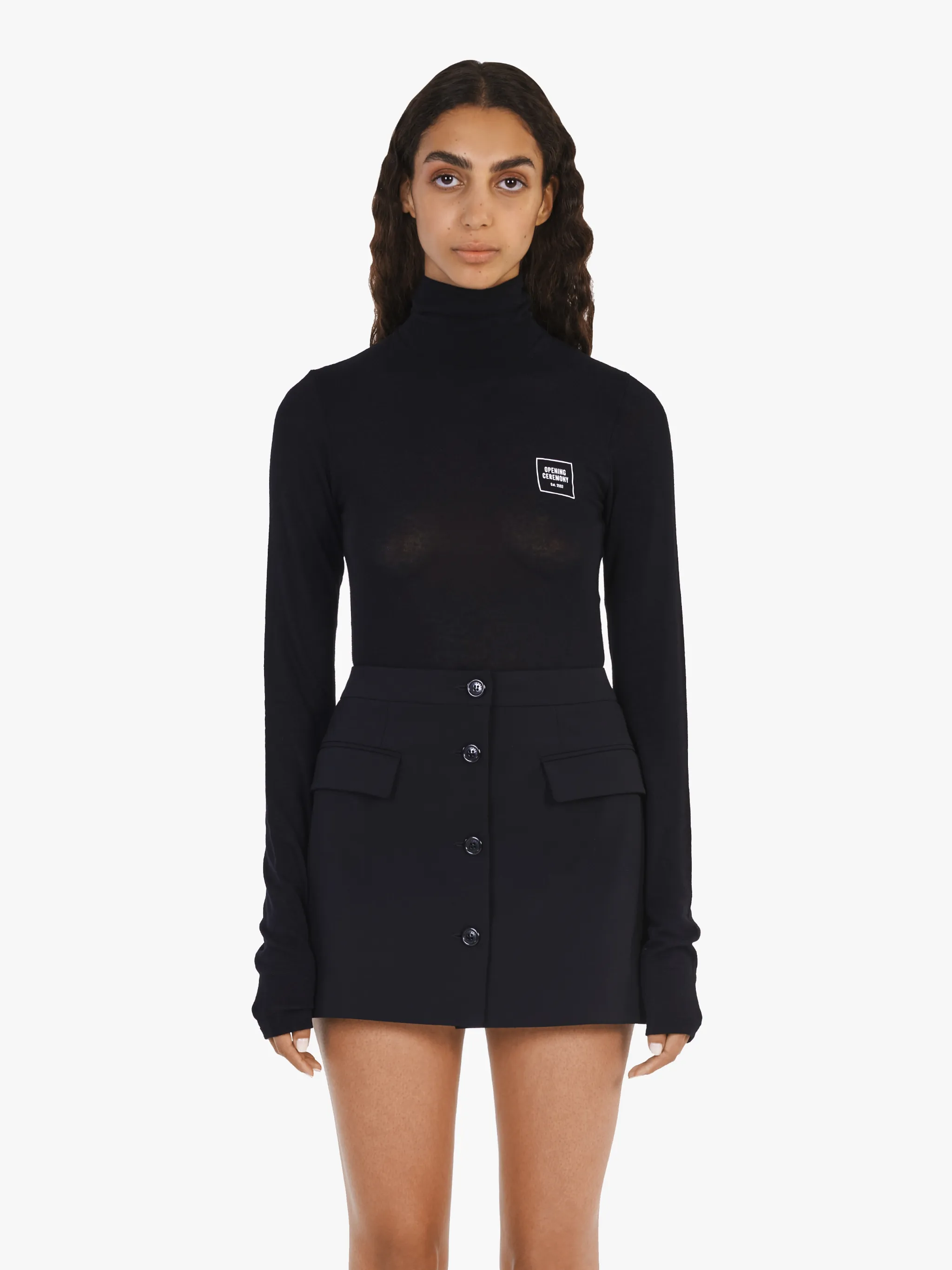 BLACK SMALL LOGO TURTLENECK