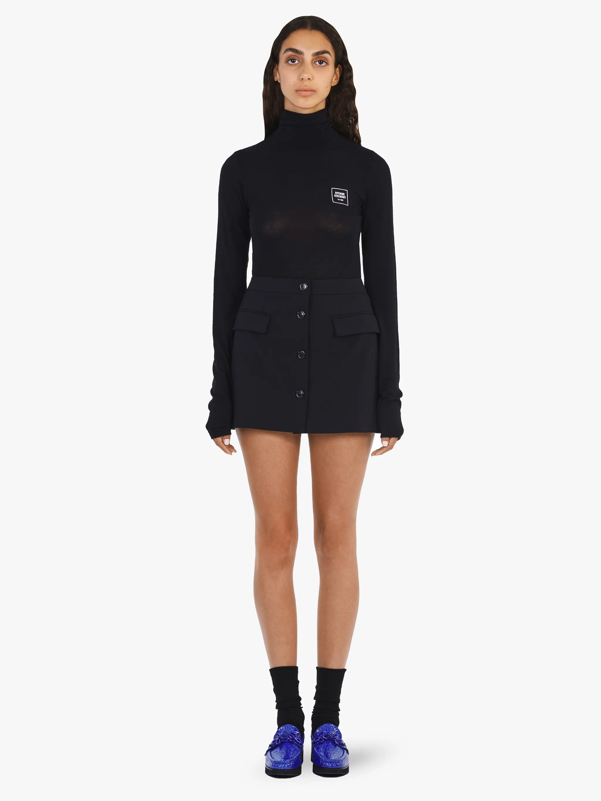 BLACK SMALL LOGO TURTLENECK