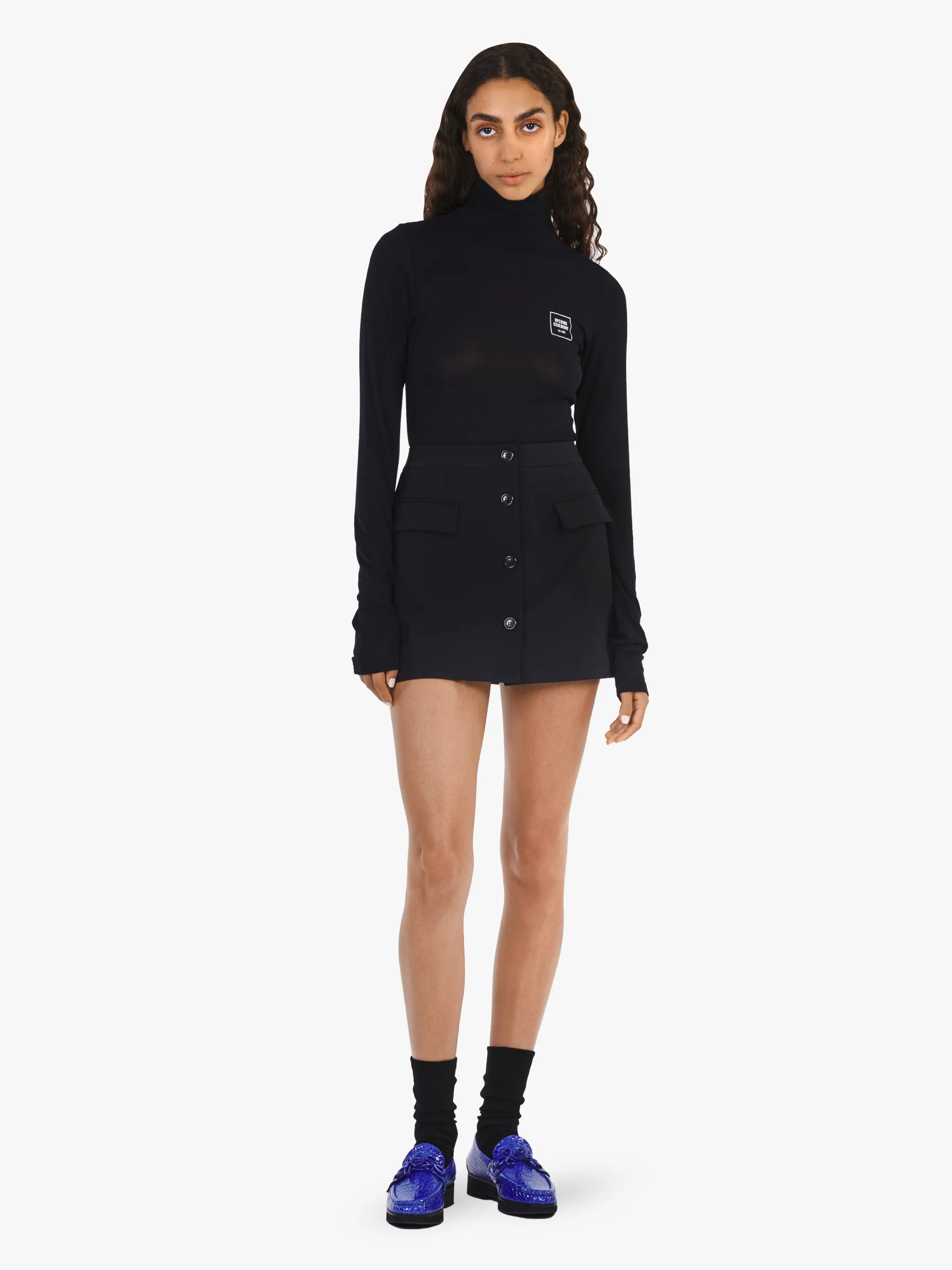 BLACK SMALL LOGO TURTLENECK