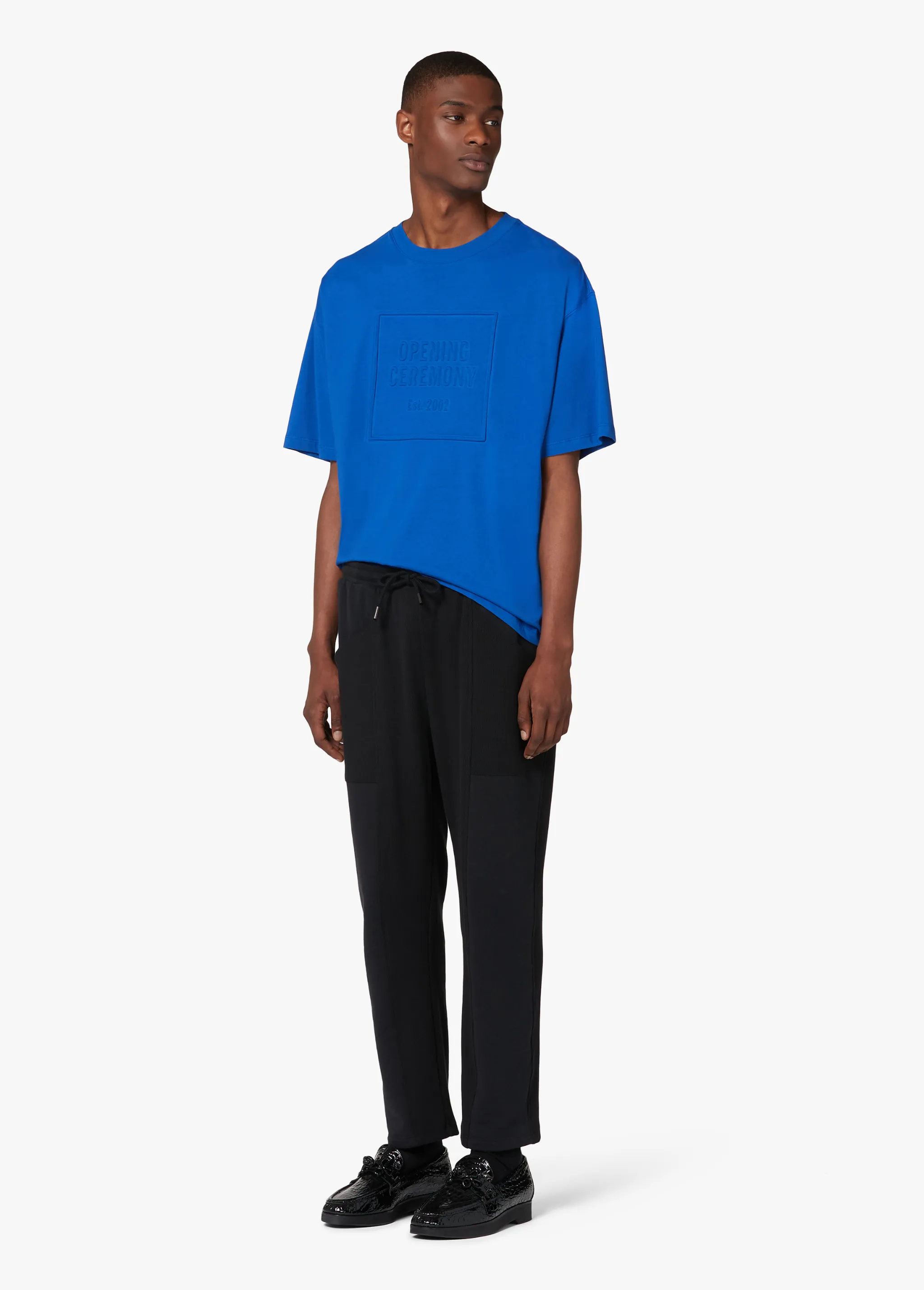 BLUE EMBOSSED LOGO T-SHIRT