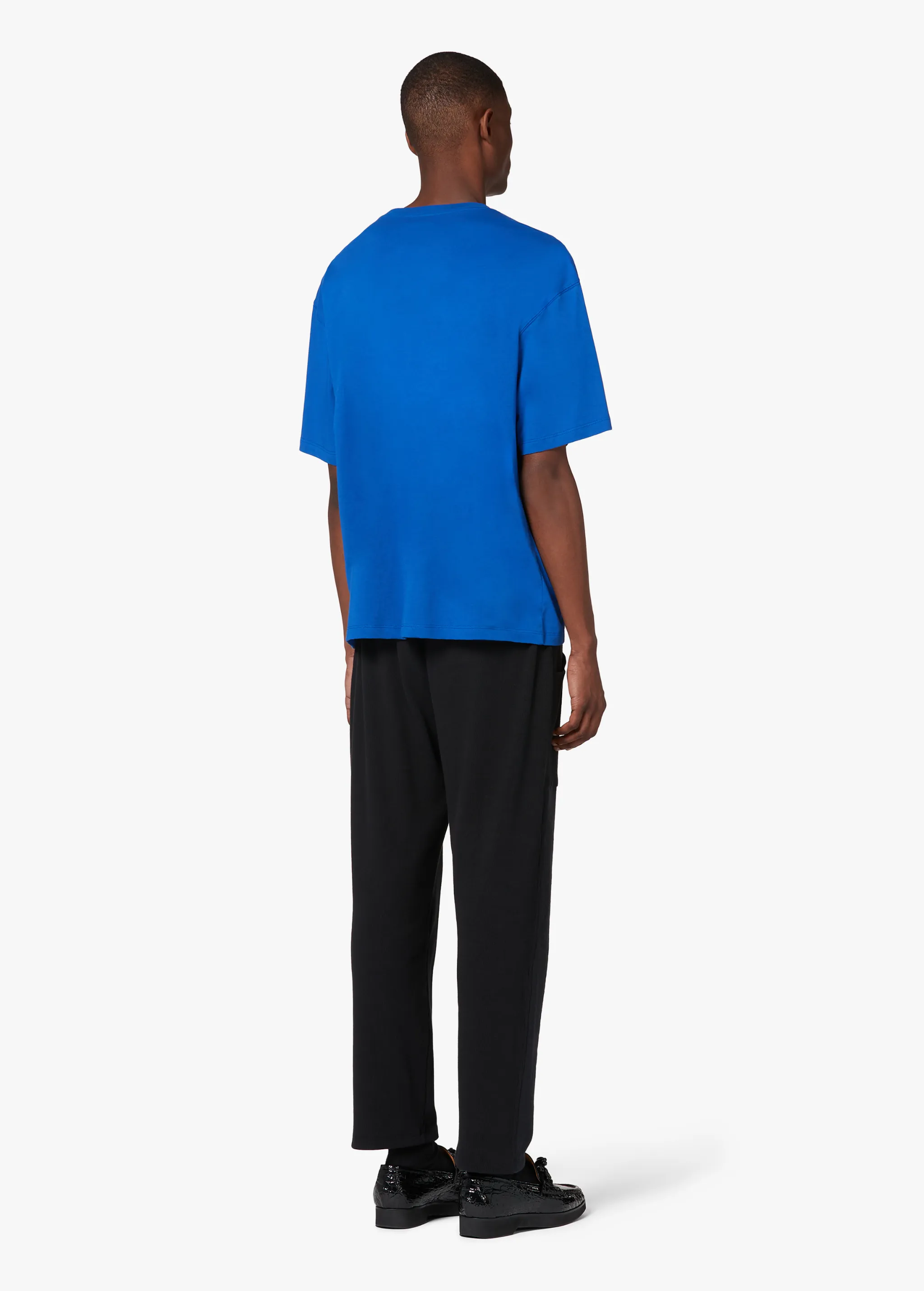 BLUE EMBOSSED LOGO T-SHIRT