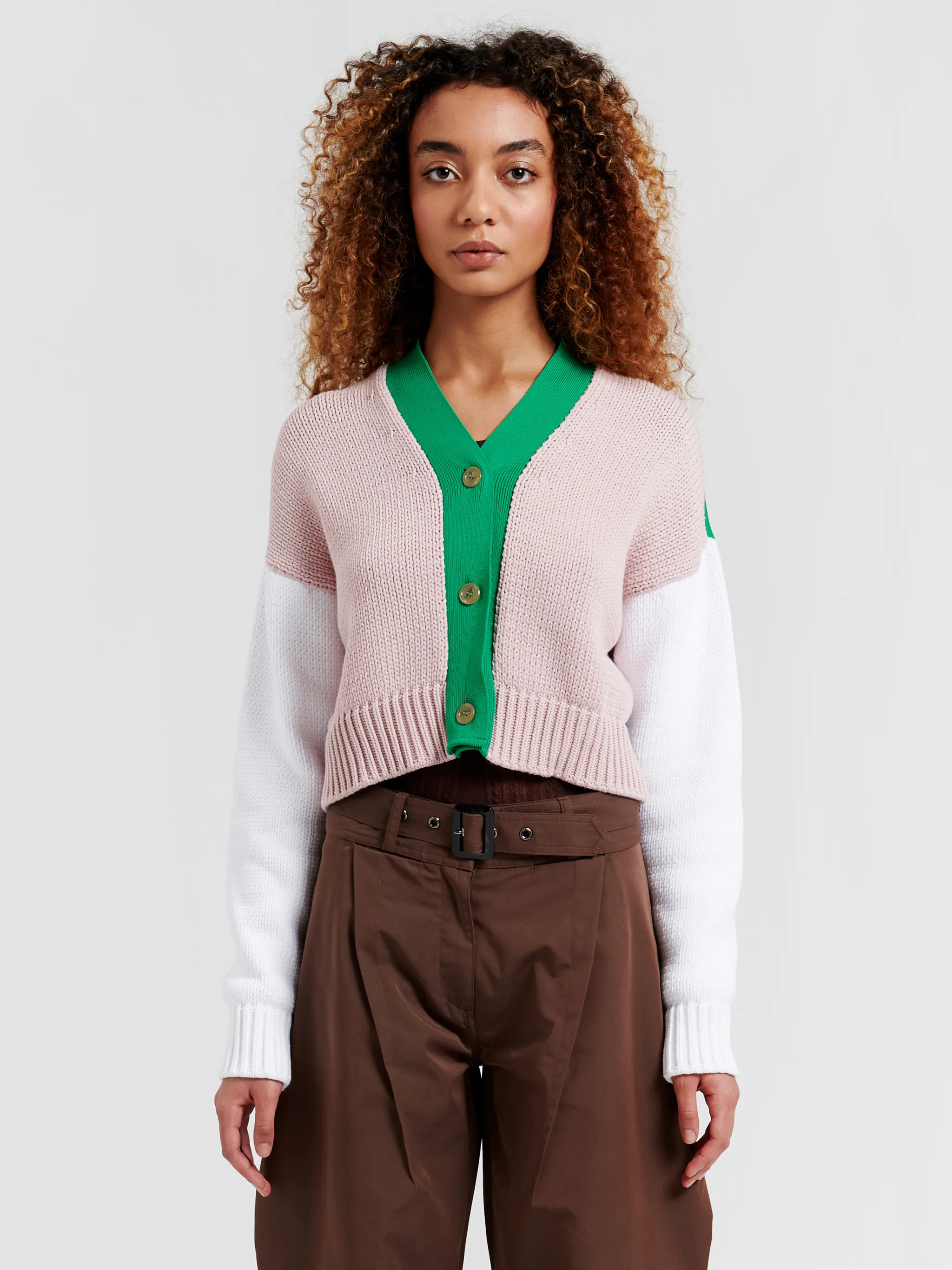 colour-block knitted cardigan