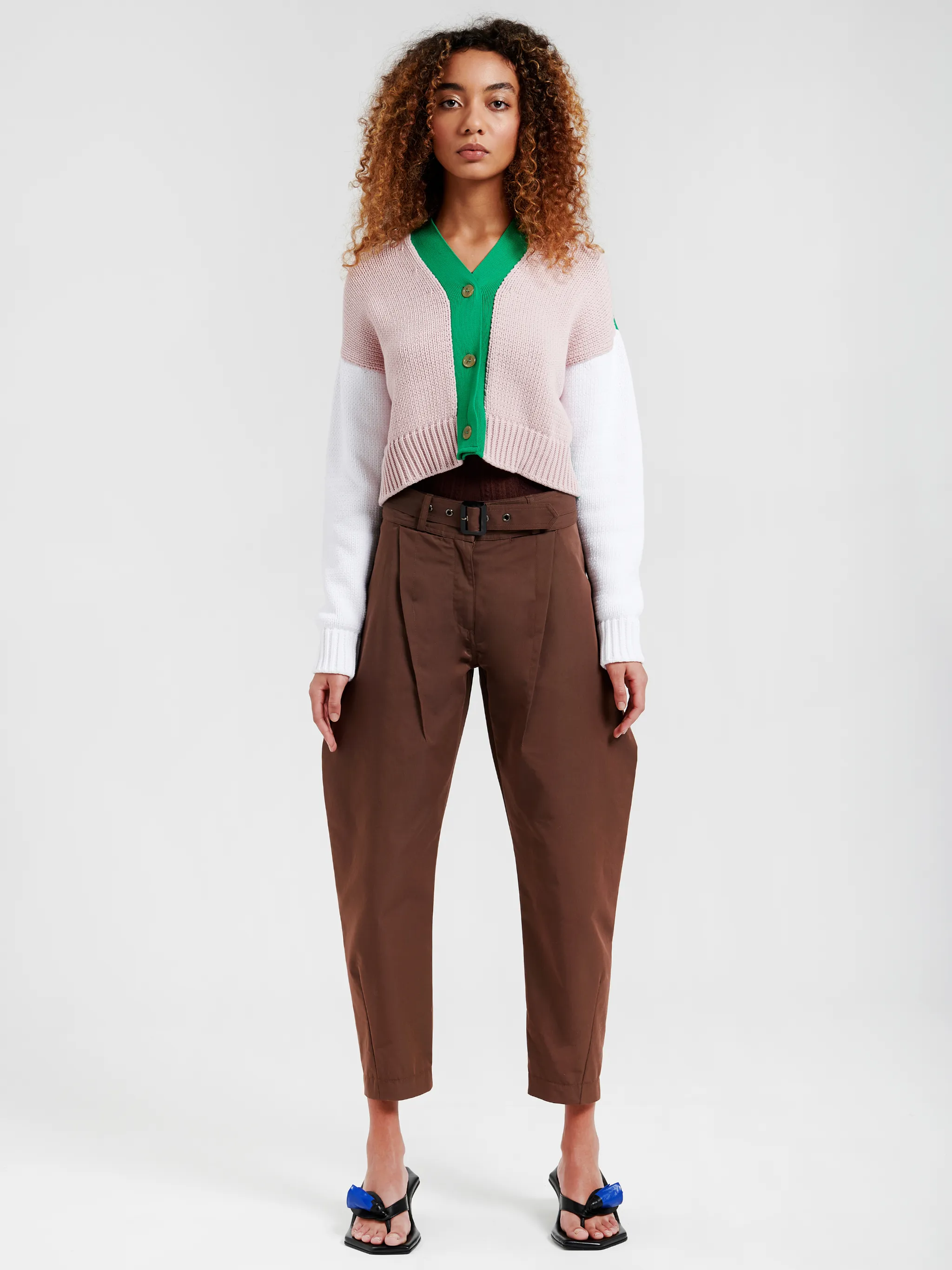 colour-block knitted cardigan