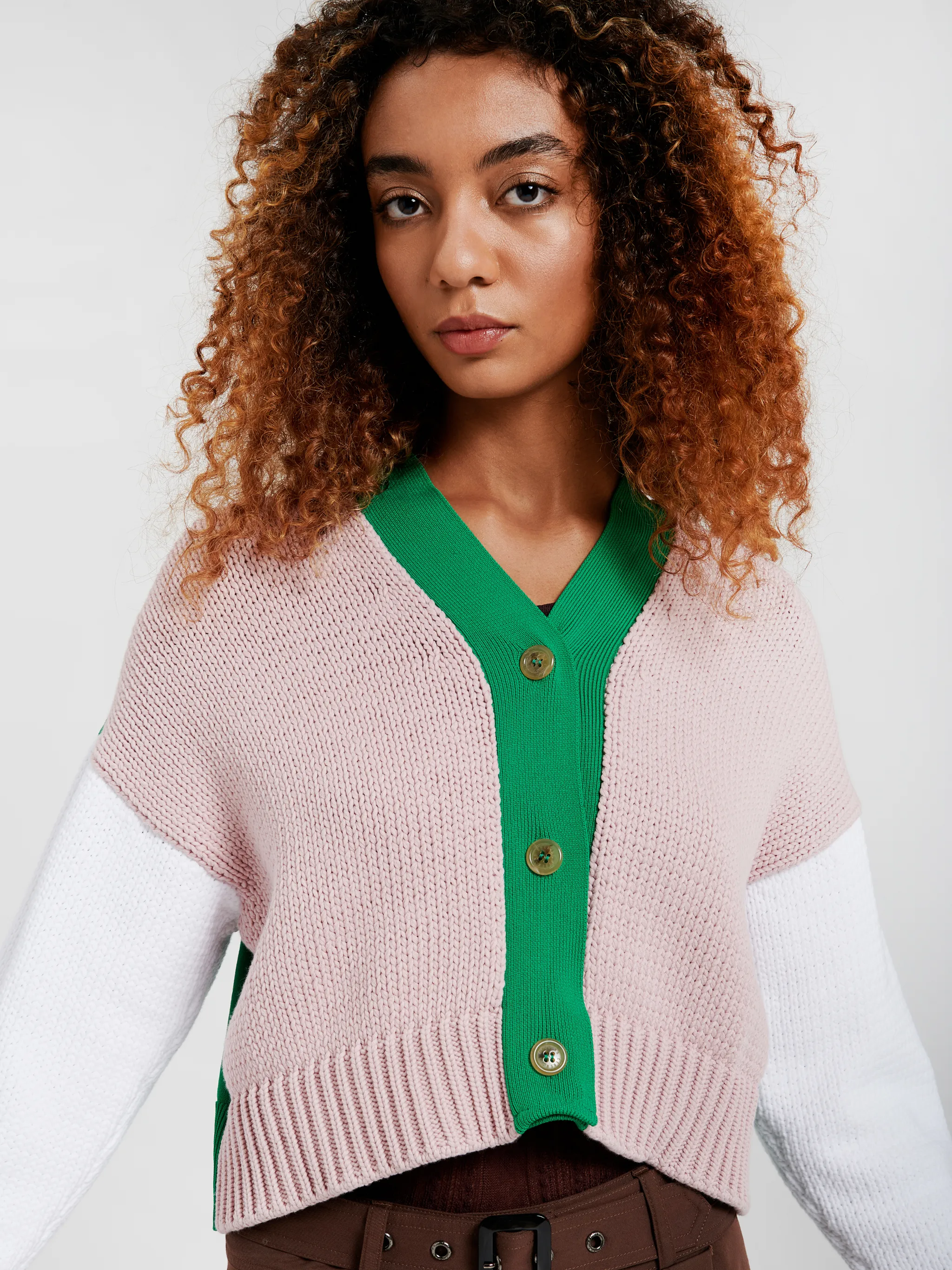 colour-block knitted cardigan