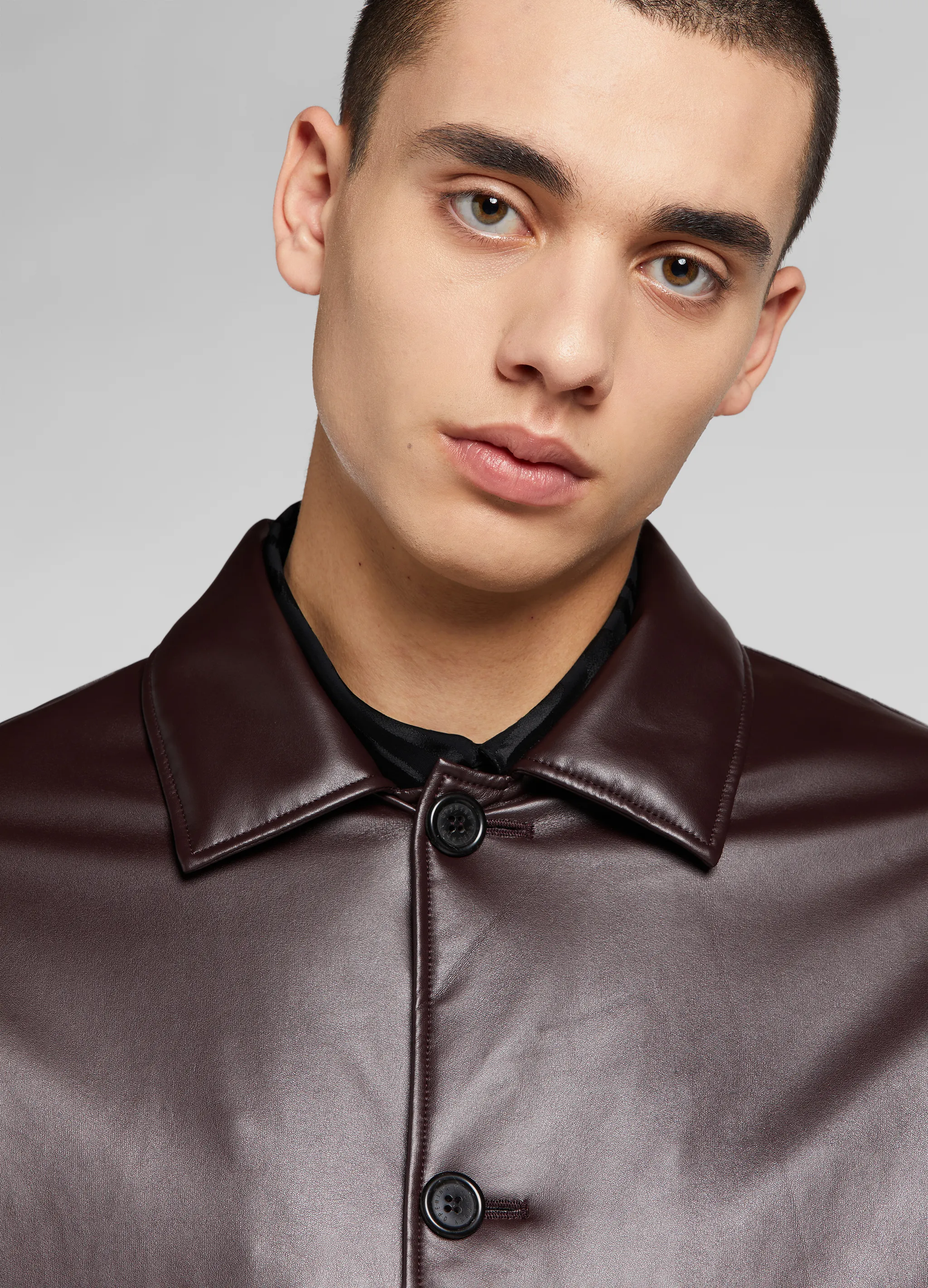 FAUX LEATHER CAR COAT
