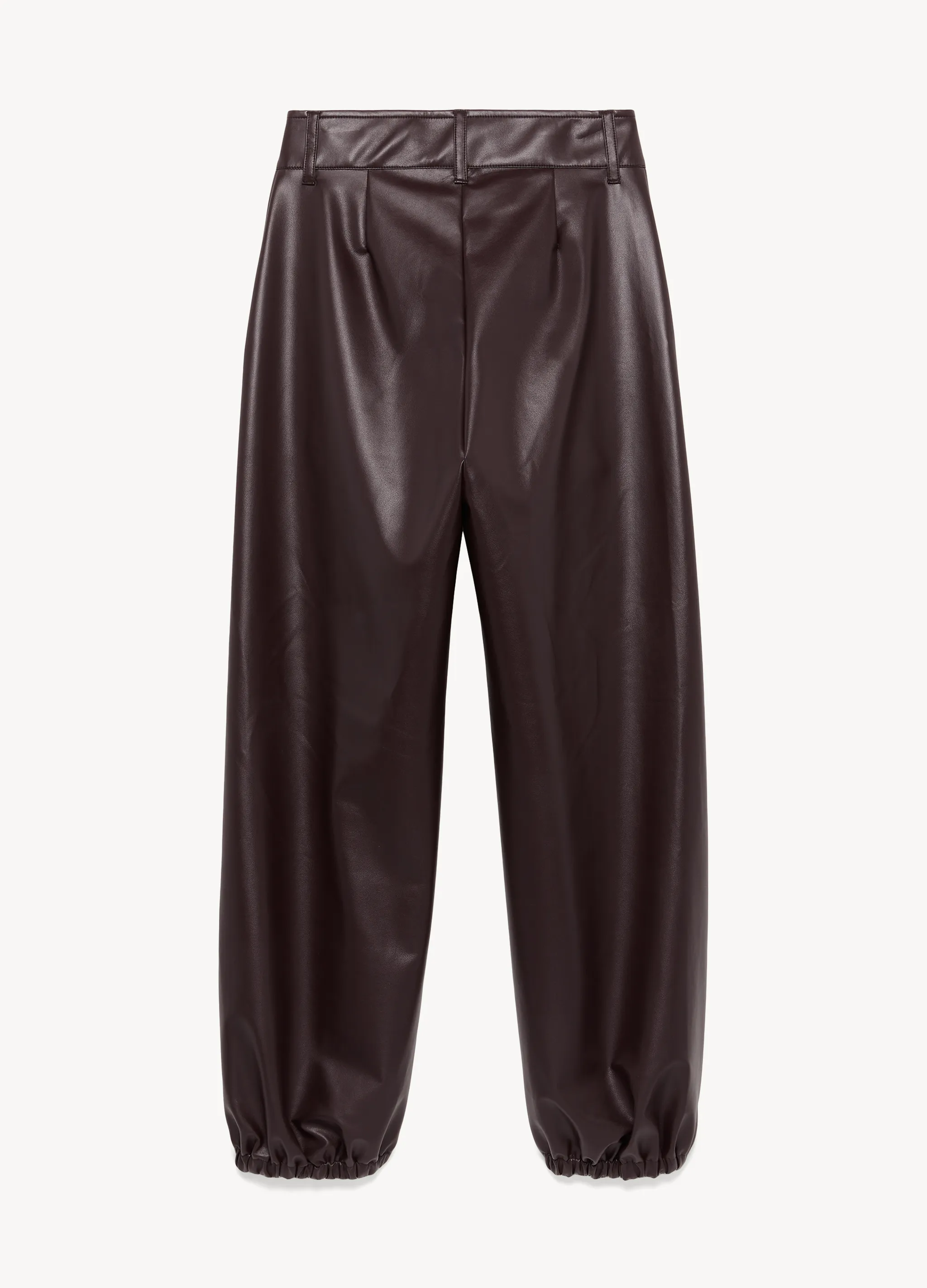 FAUX LEATHER GATHERED PANTS