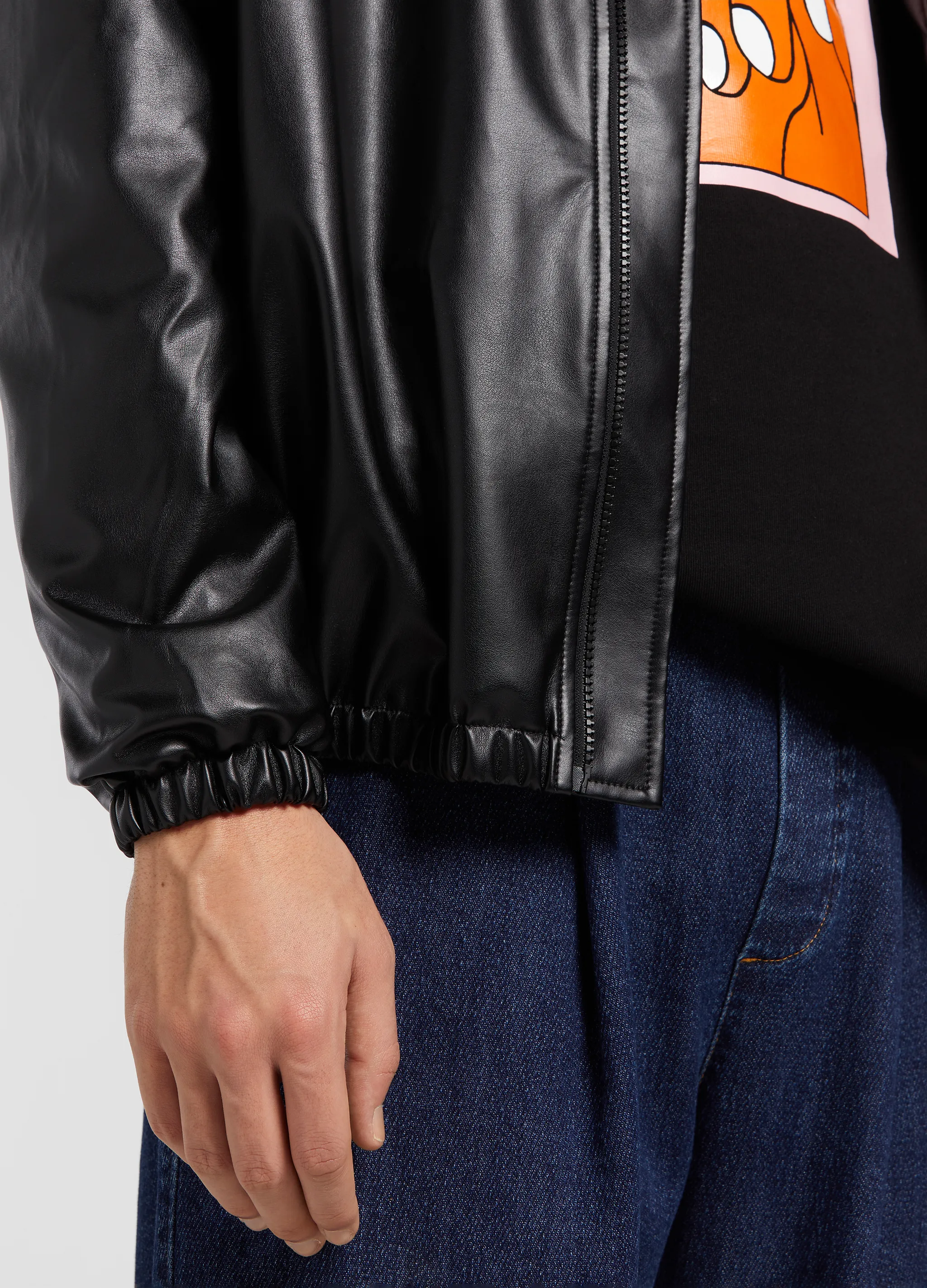 FAUX LEATHER TRACKJACKET