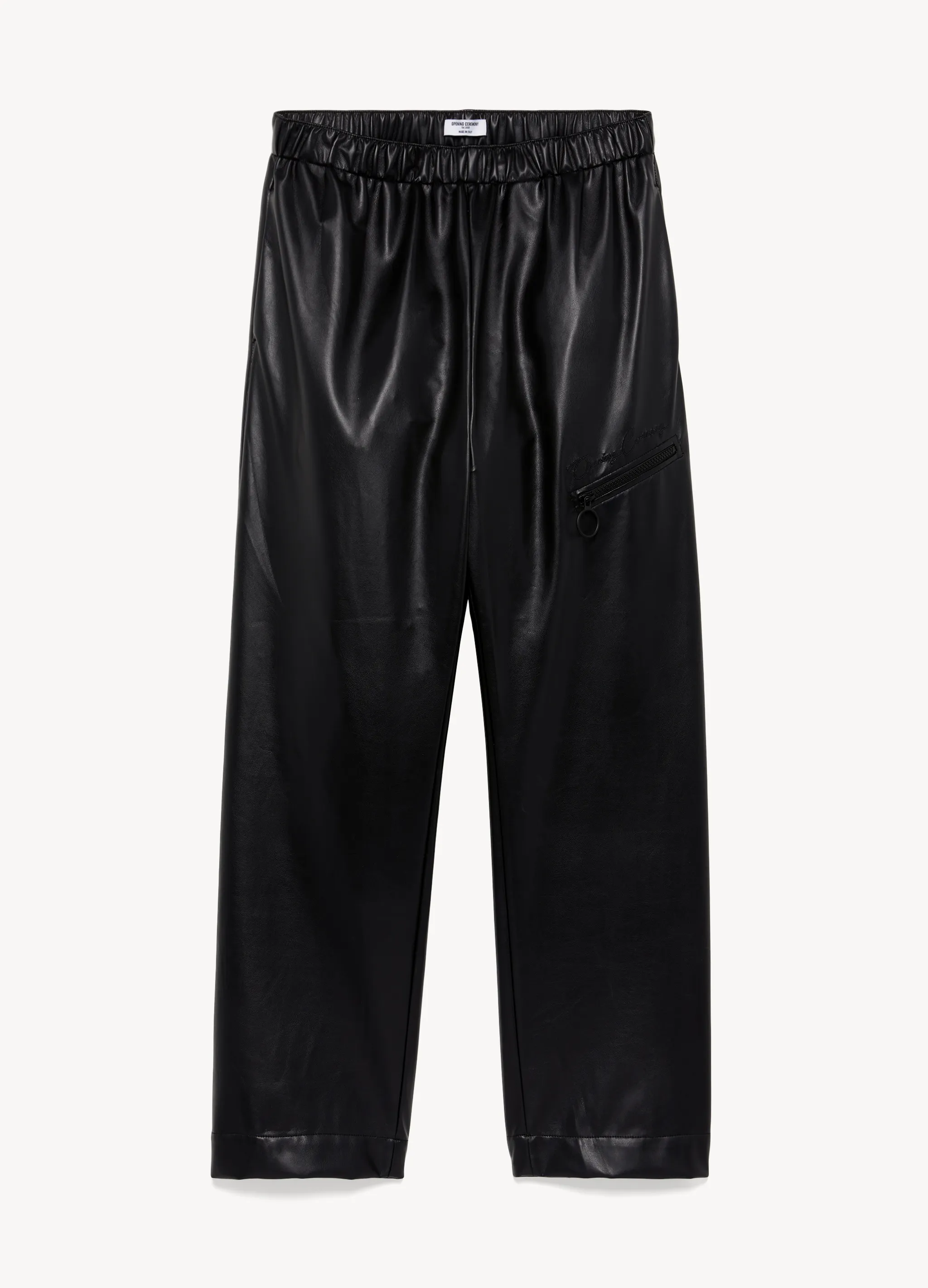 FAUX LEATHER TRACKPANTS