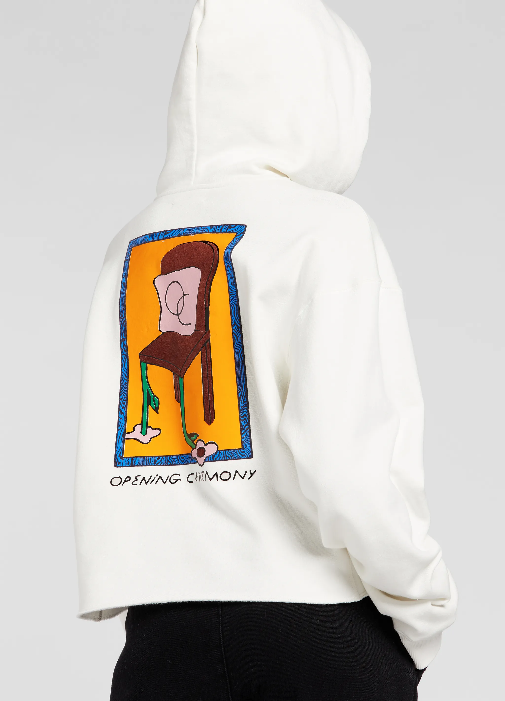 FLOWER CHAIR PRINT CROPPED HOODIE