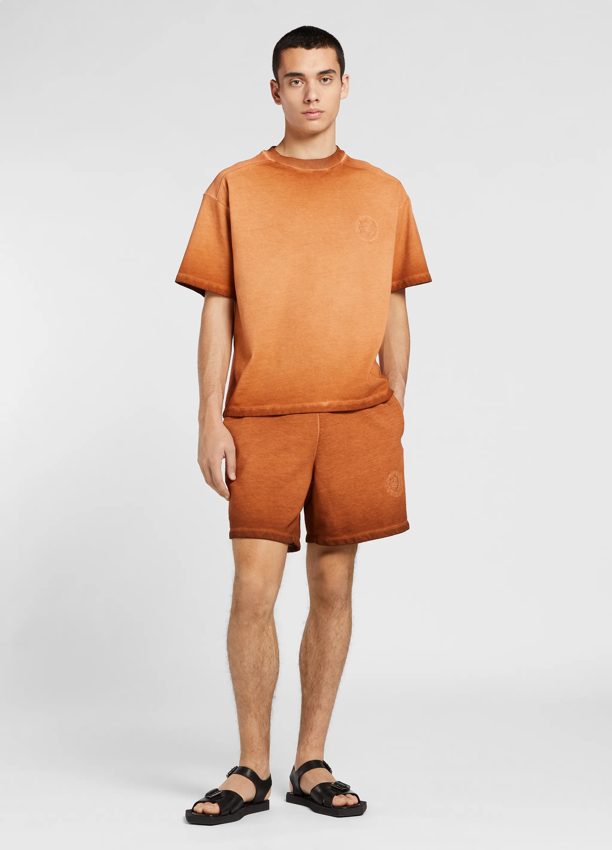 gradient-effect cotton track shorts