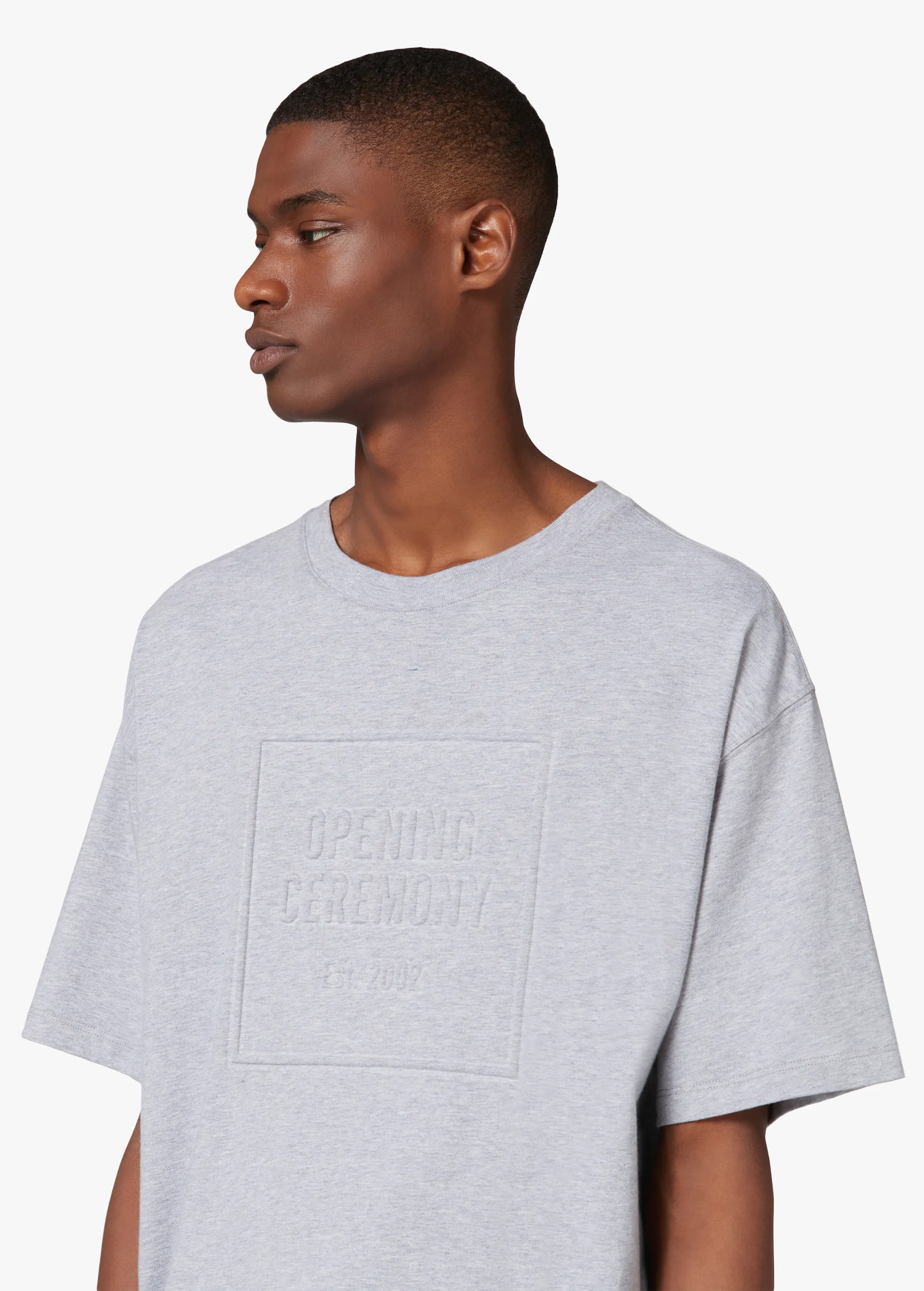 GREY EMBOSSED LOGO T-SHIRT