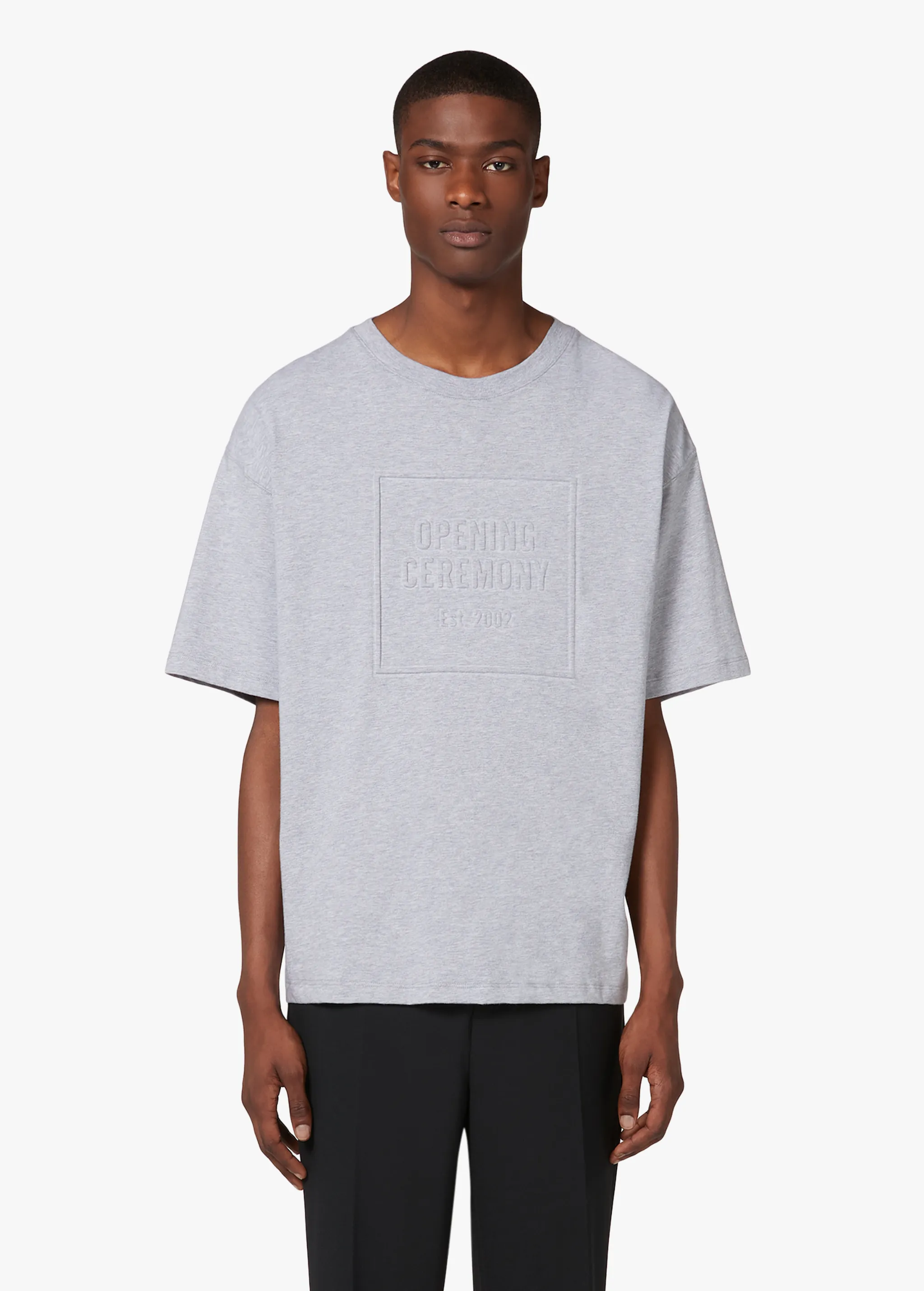 GREY EMBOSSED LOGO T-SHIRT