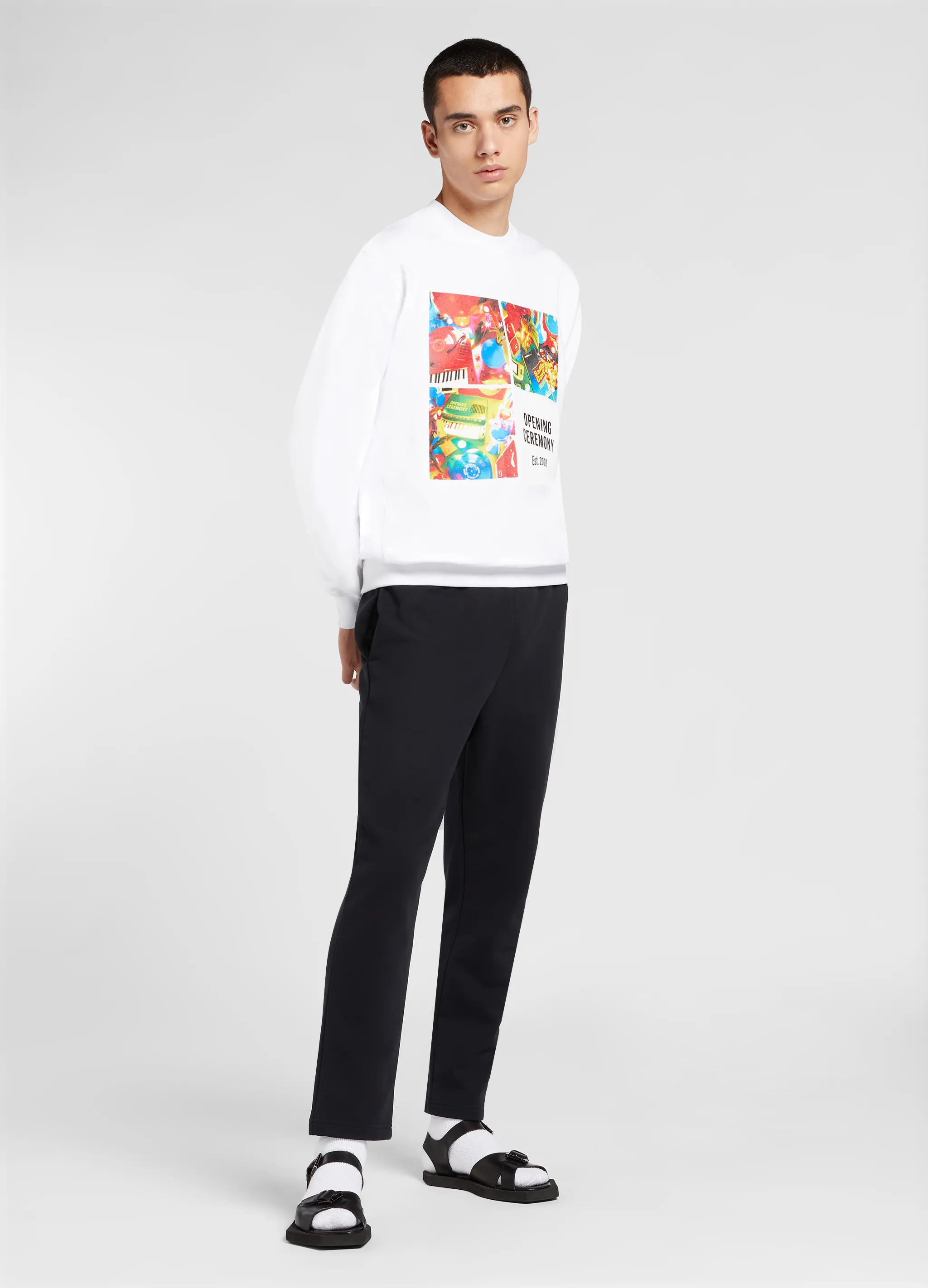 grid-print cotton sweatshirt