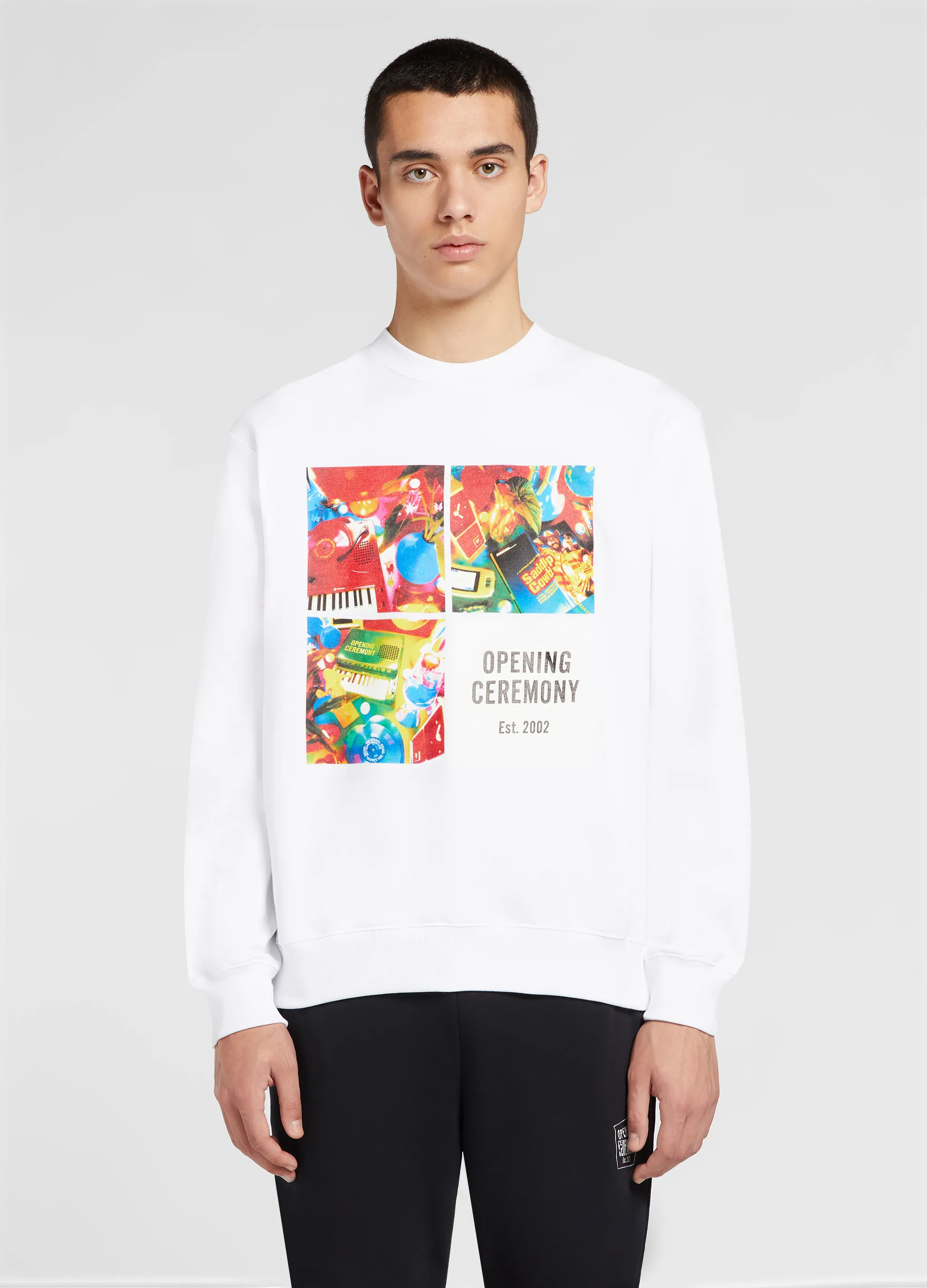 grid-print cotton sweatshirt