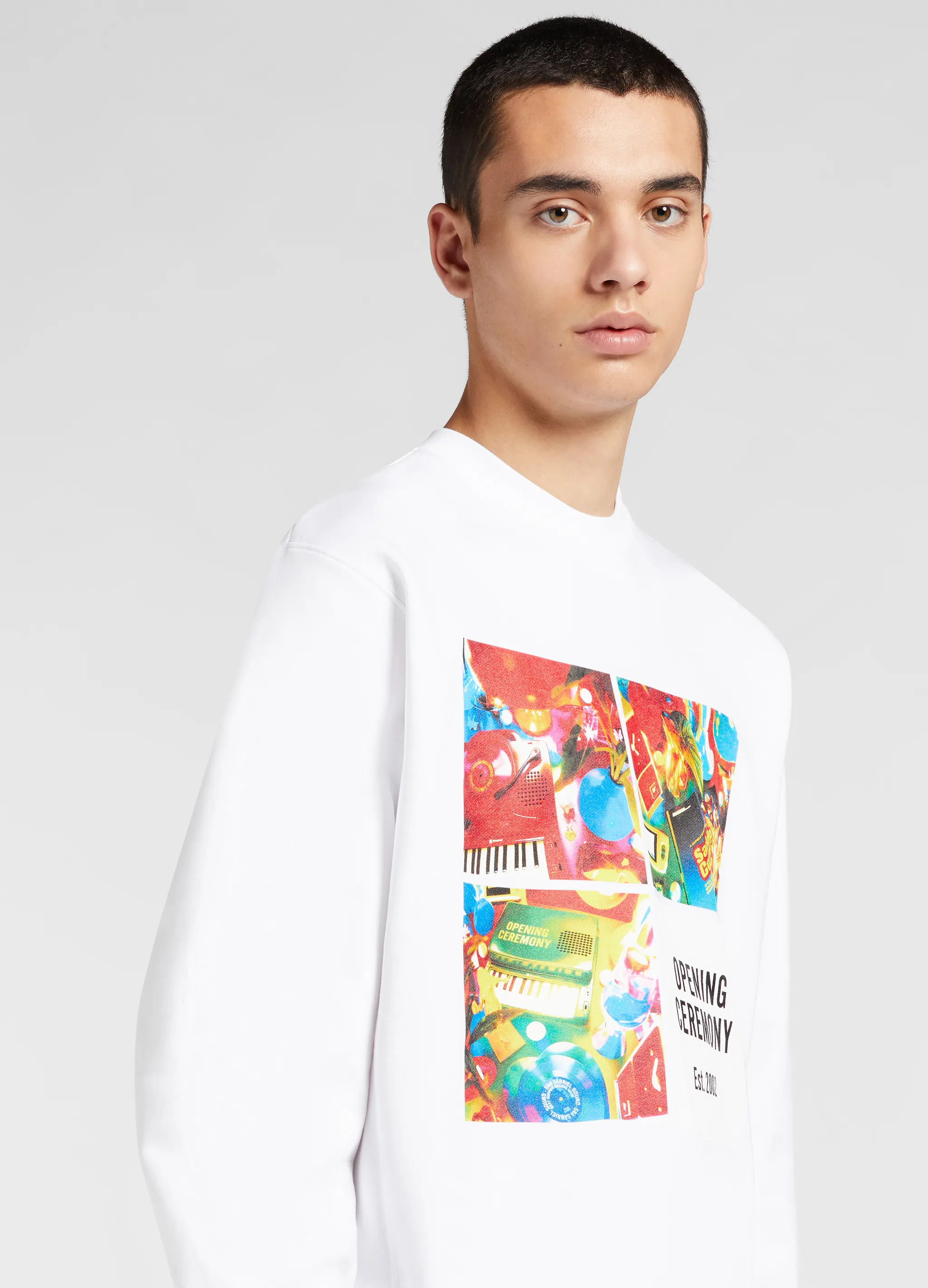 grid-print cotton sweatshirt