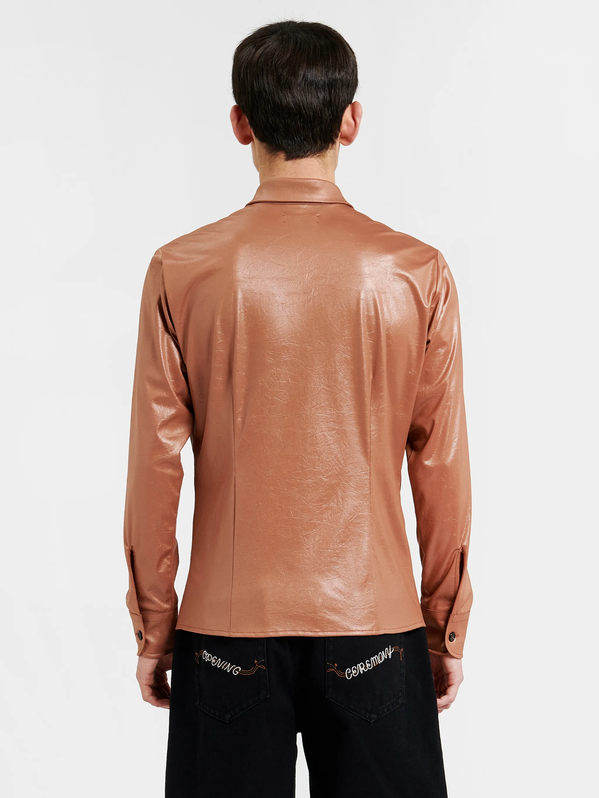 LEATHER EFFECT BUTTON UP SHIRT
