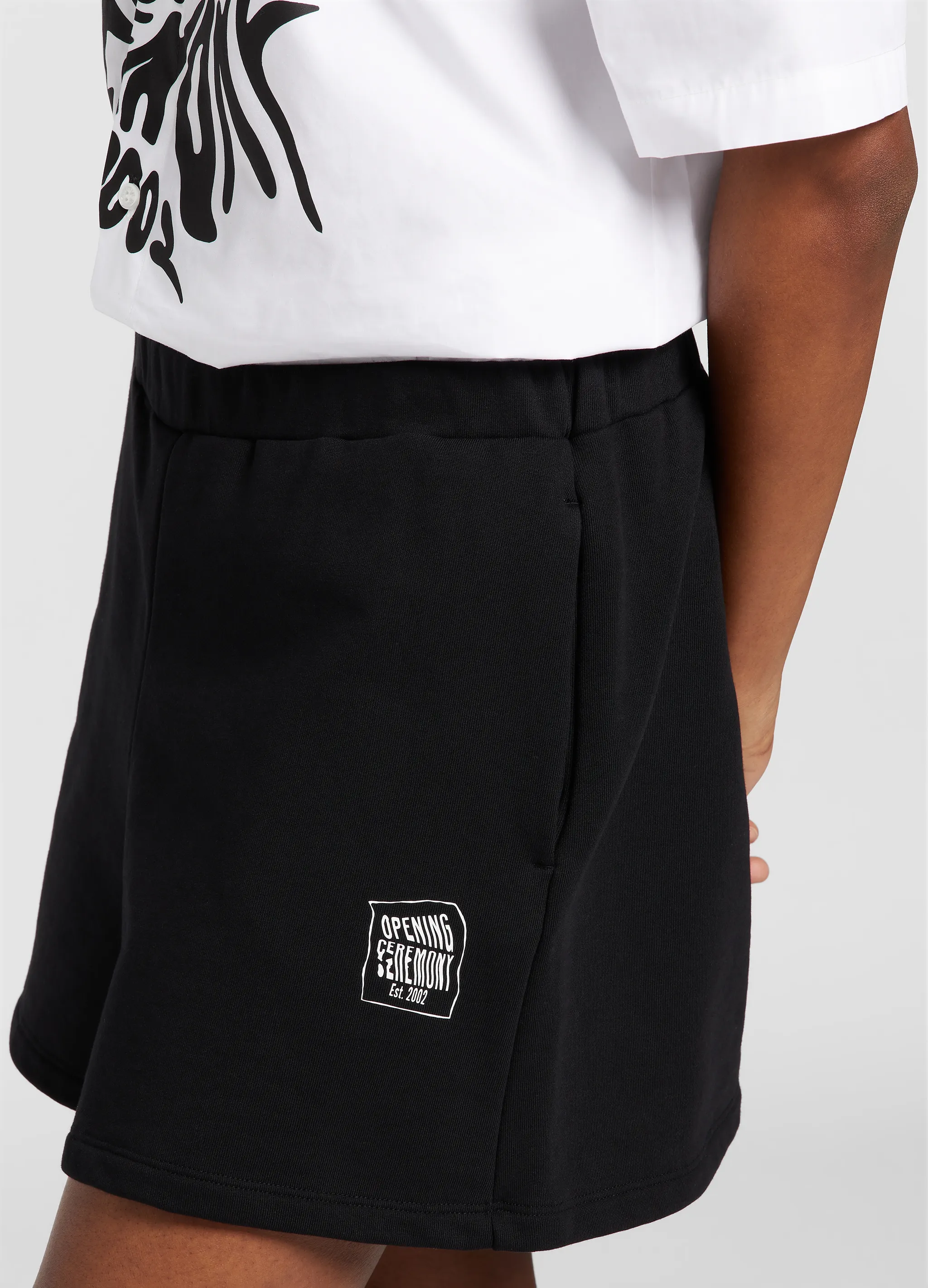 logo-print flared track shorts