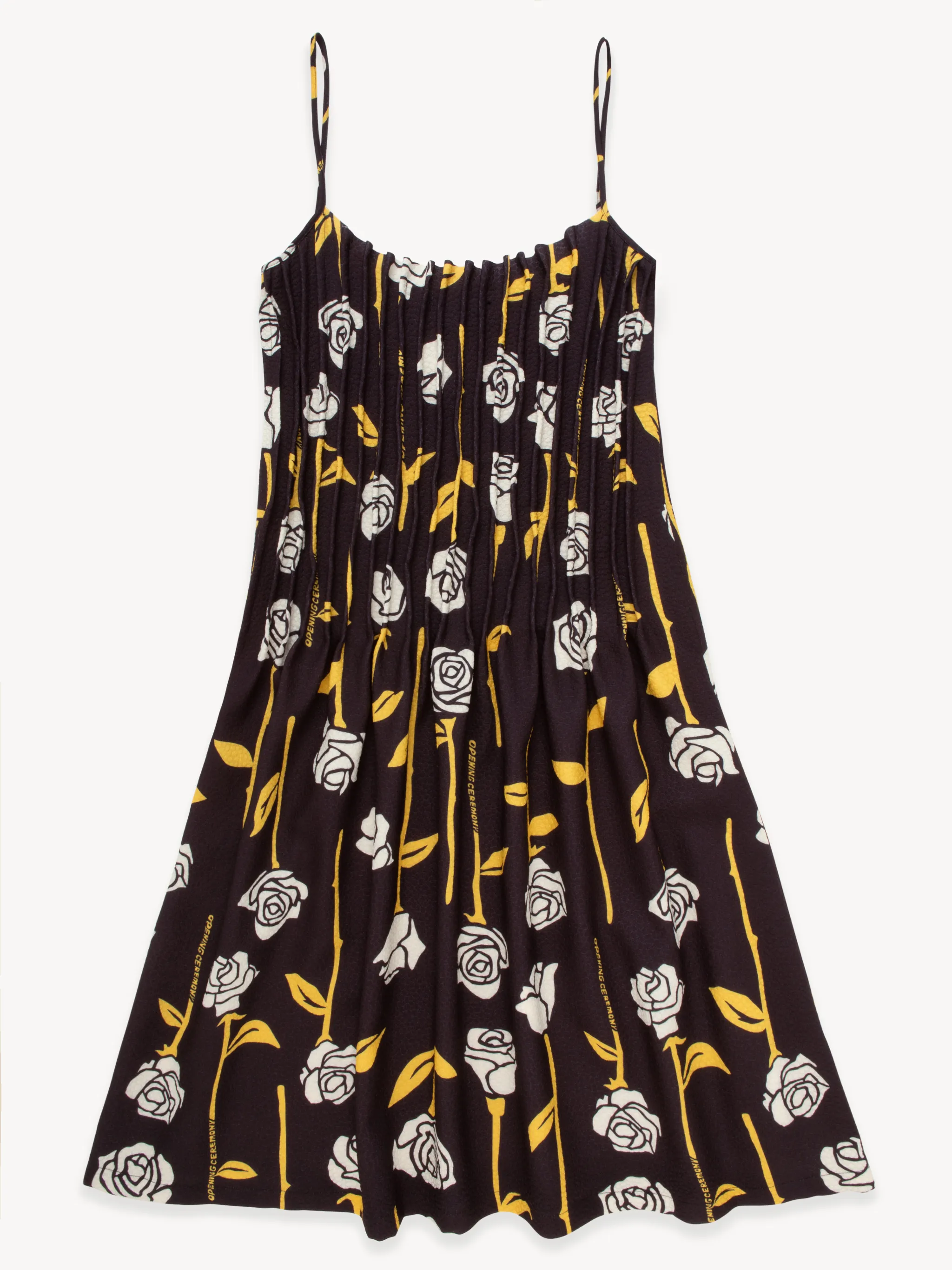 PLEATED DRESS ROSES ALLOVER