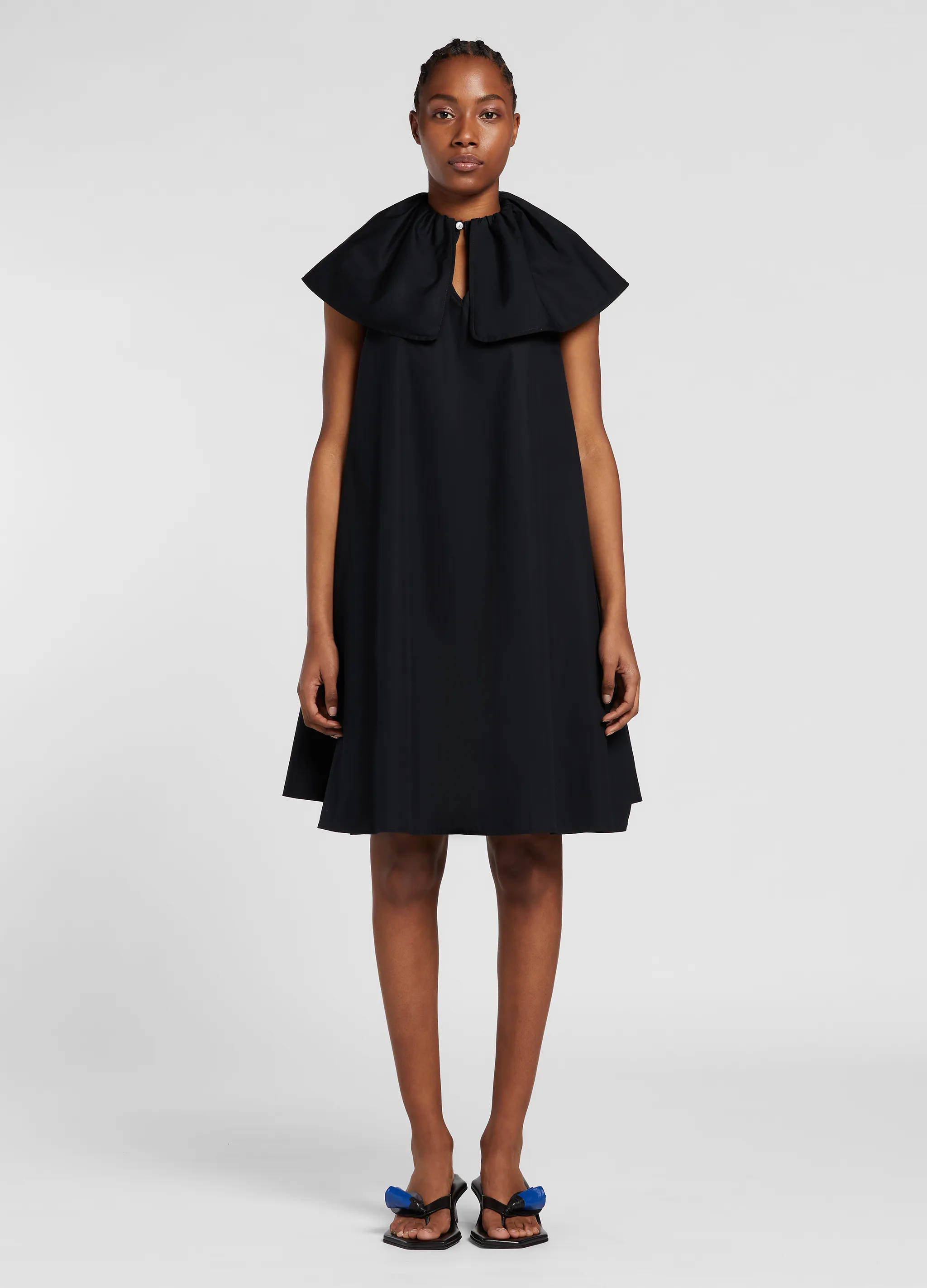 pleated petal cotton dress