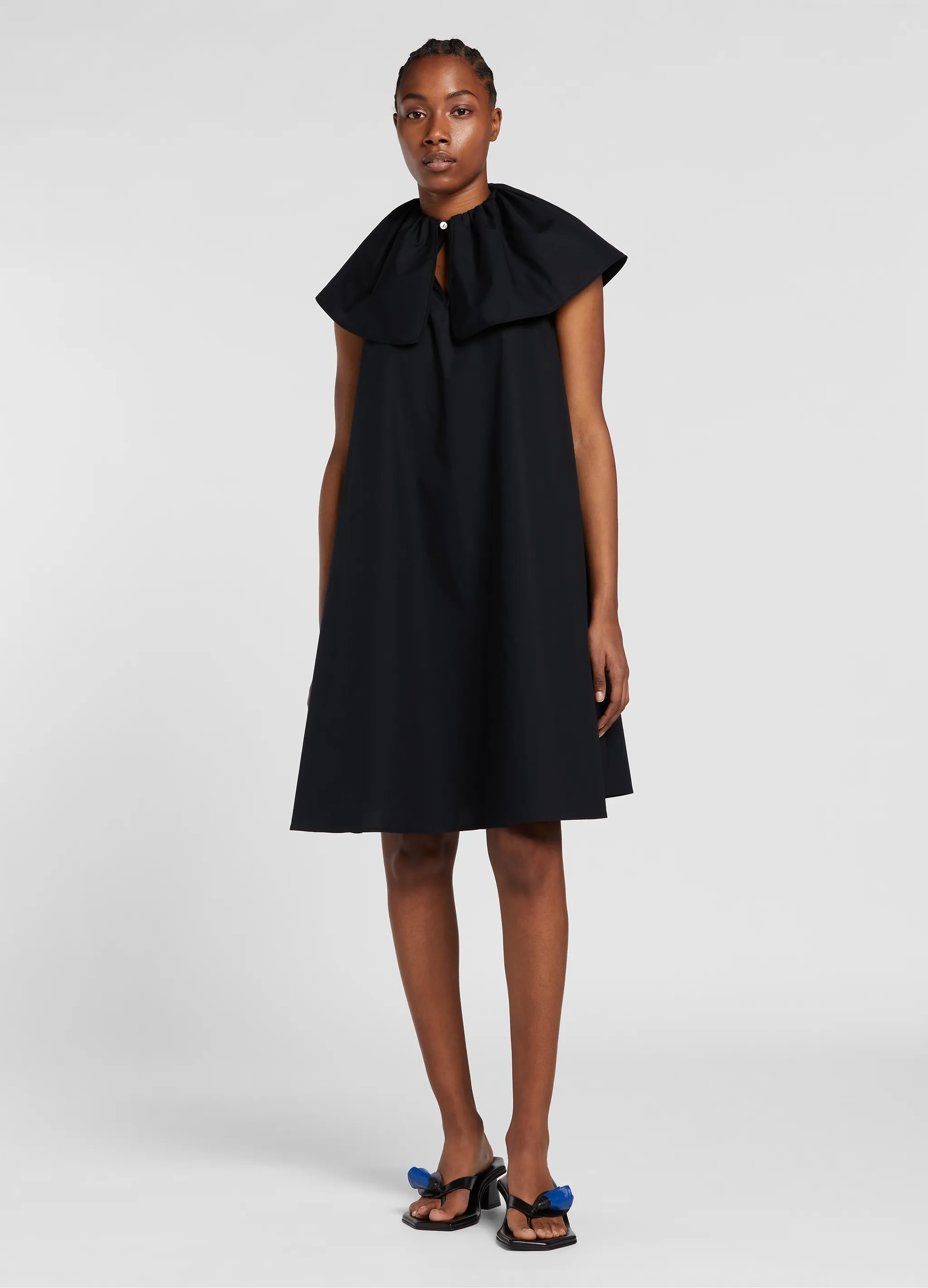 pleated petal cotton dress