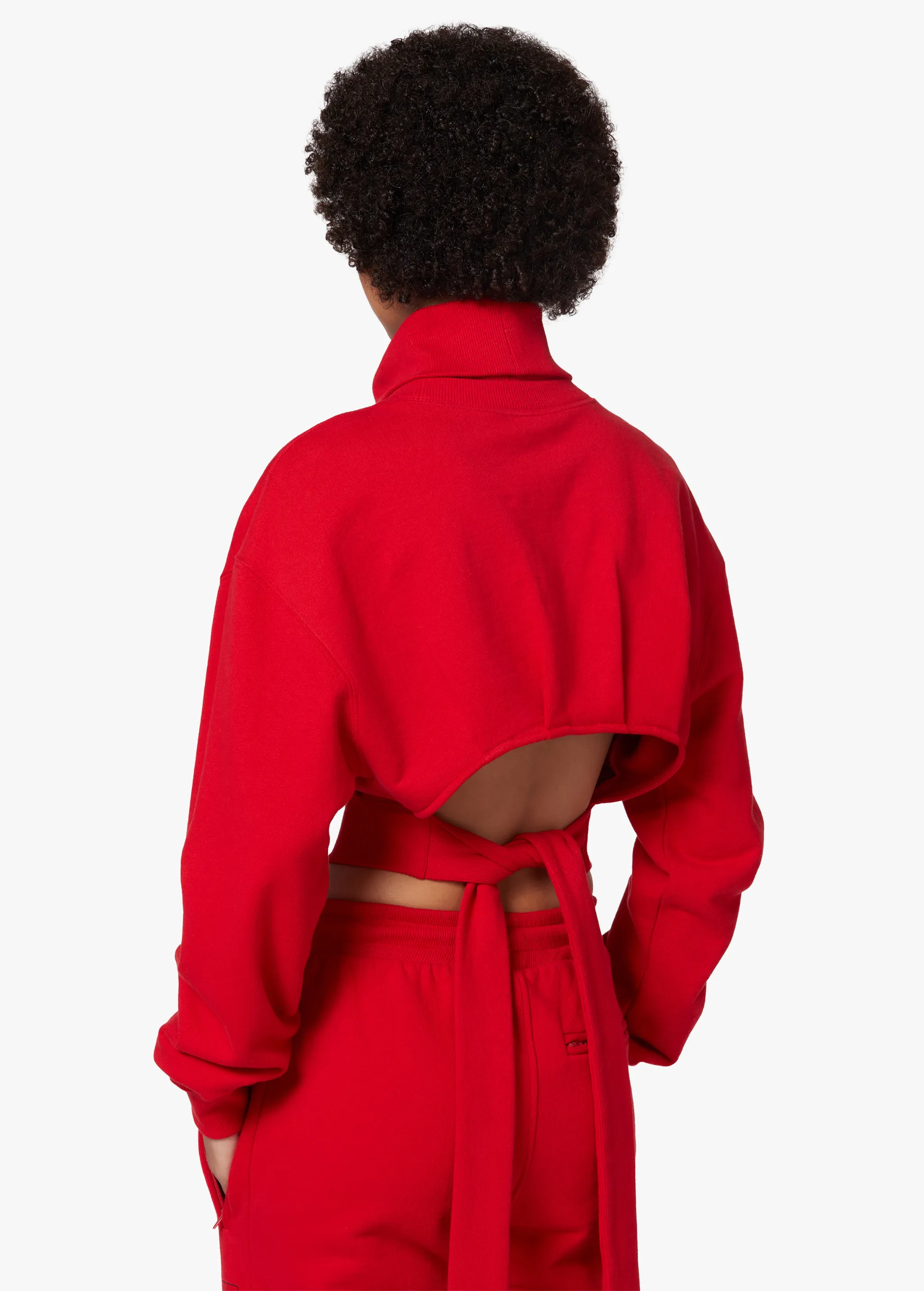 RED CROPPED SWEATSHIRT