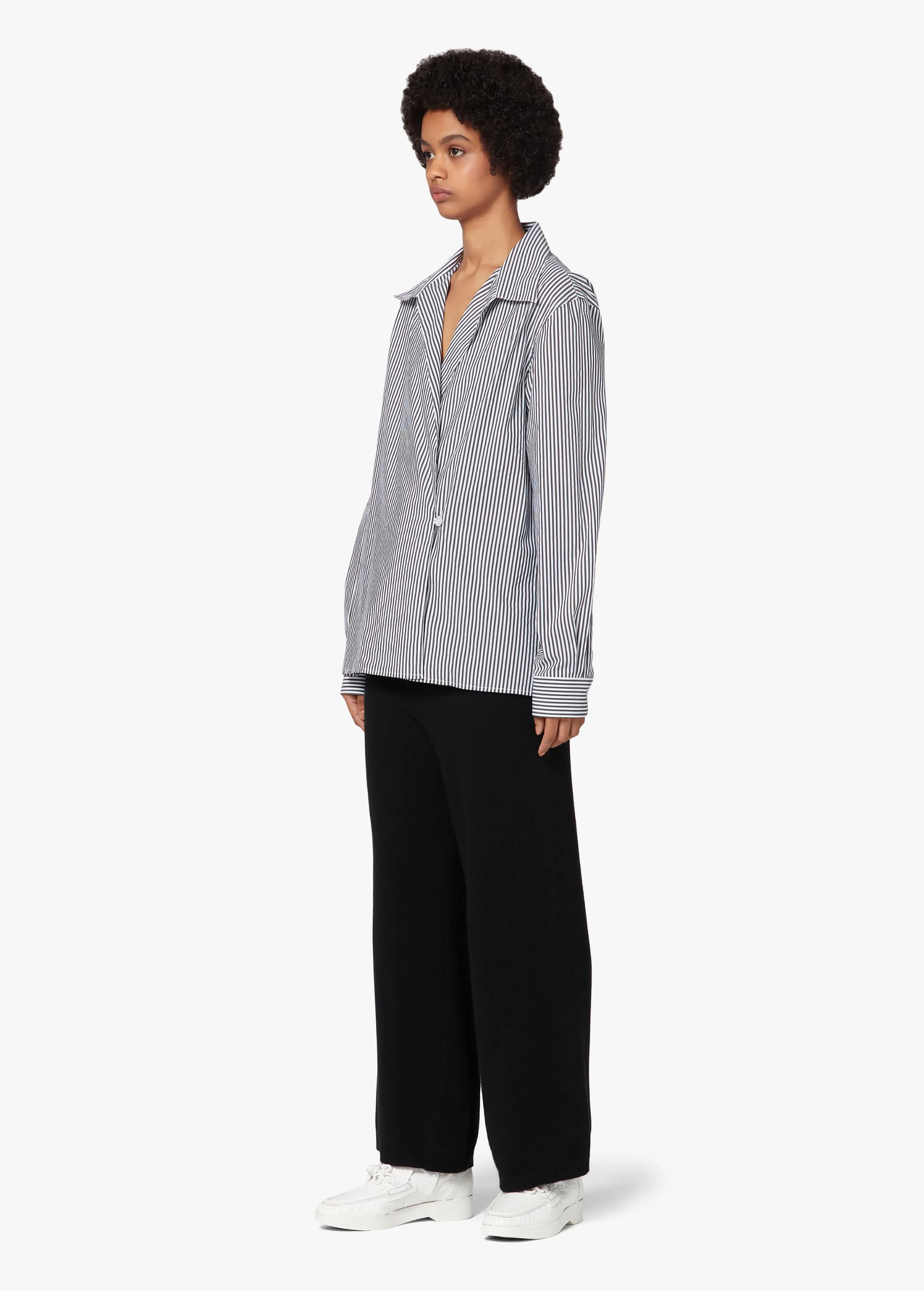 split striped shirt