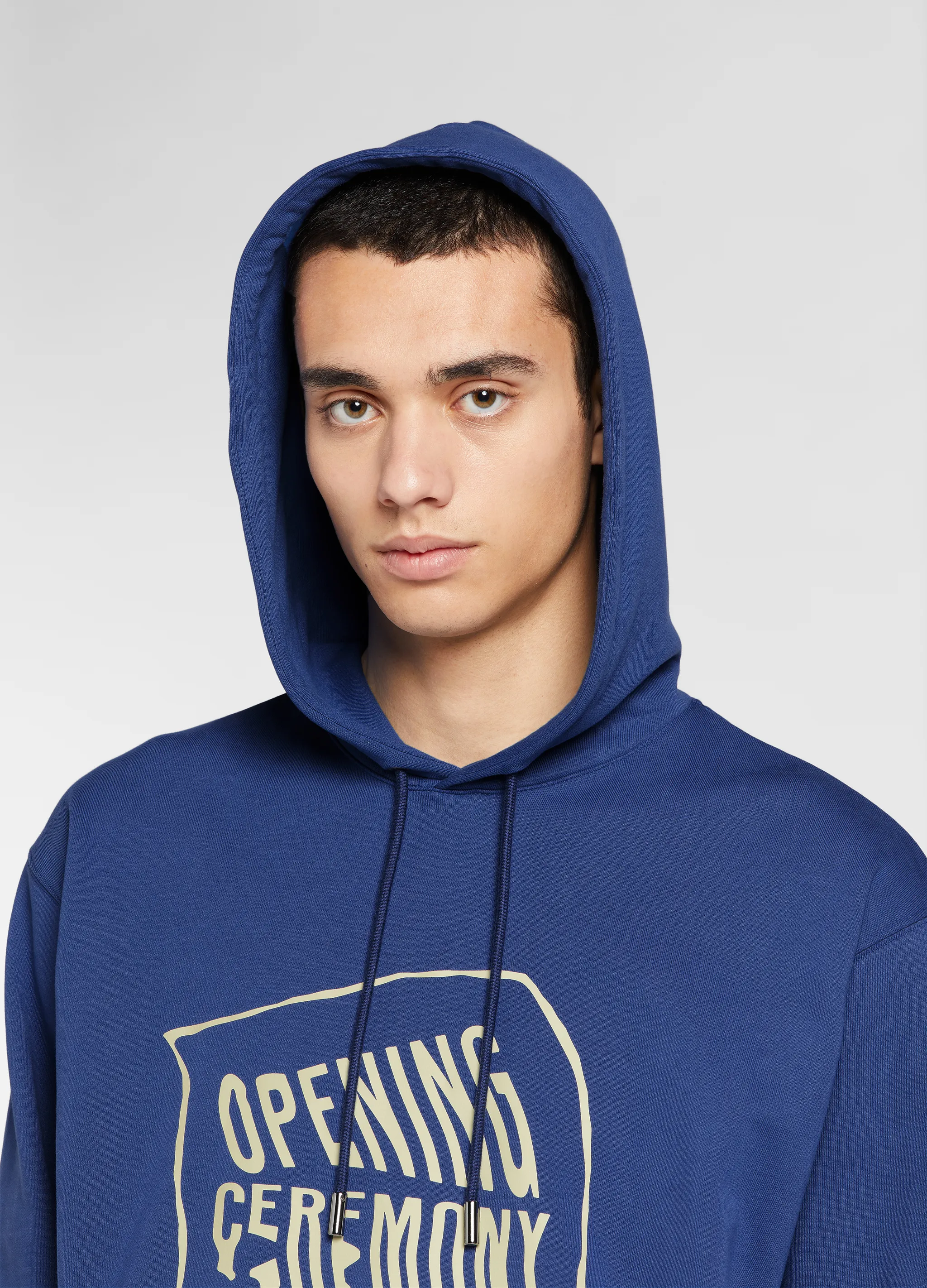 warped-logo cotton hoodie