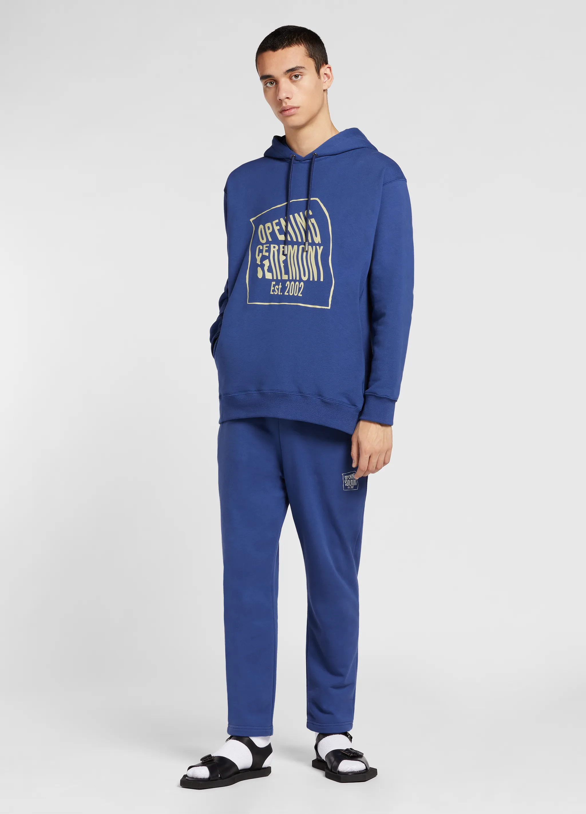 warped-logo cotton hoodie