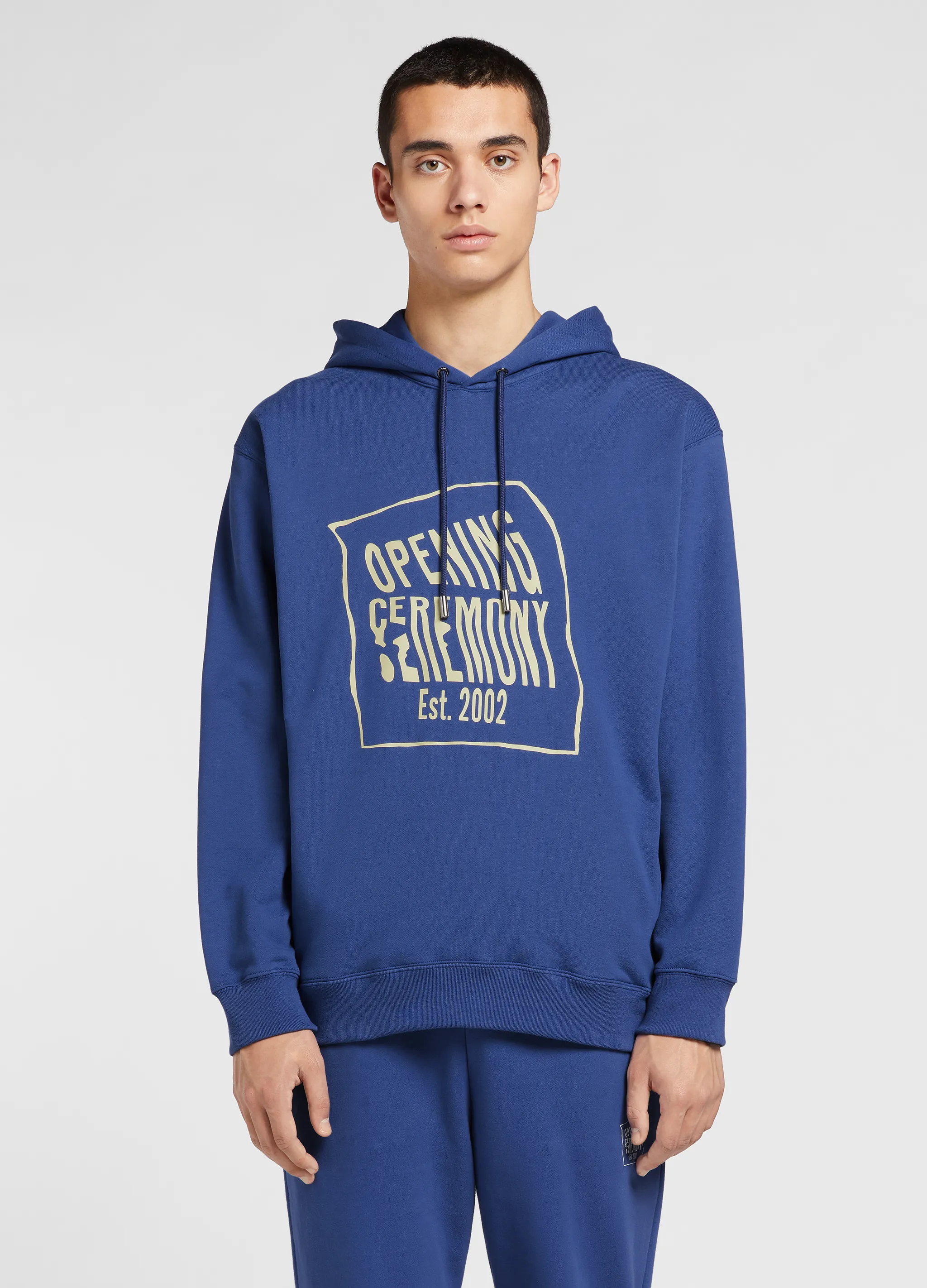 warped-logo cotton hoodie