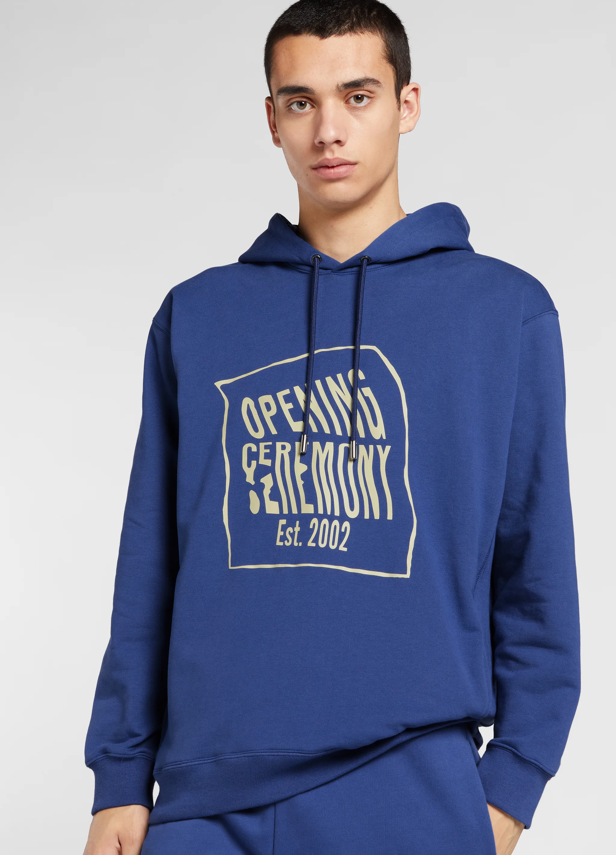 warped-logo cotton hoodie