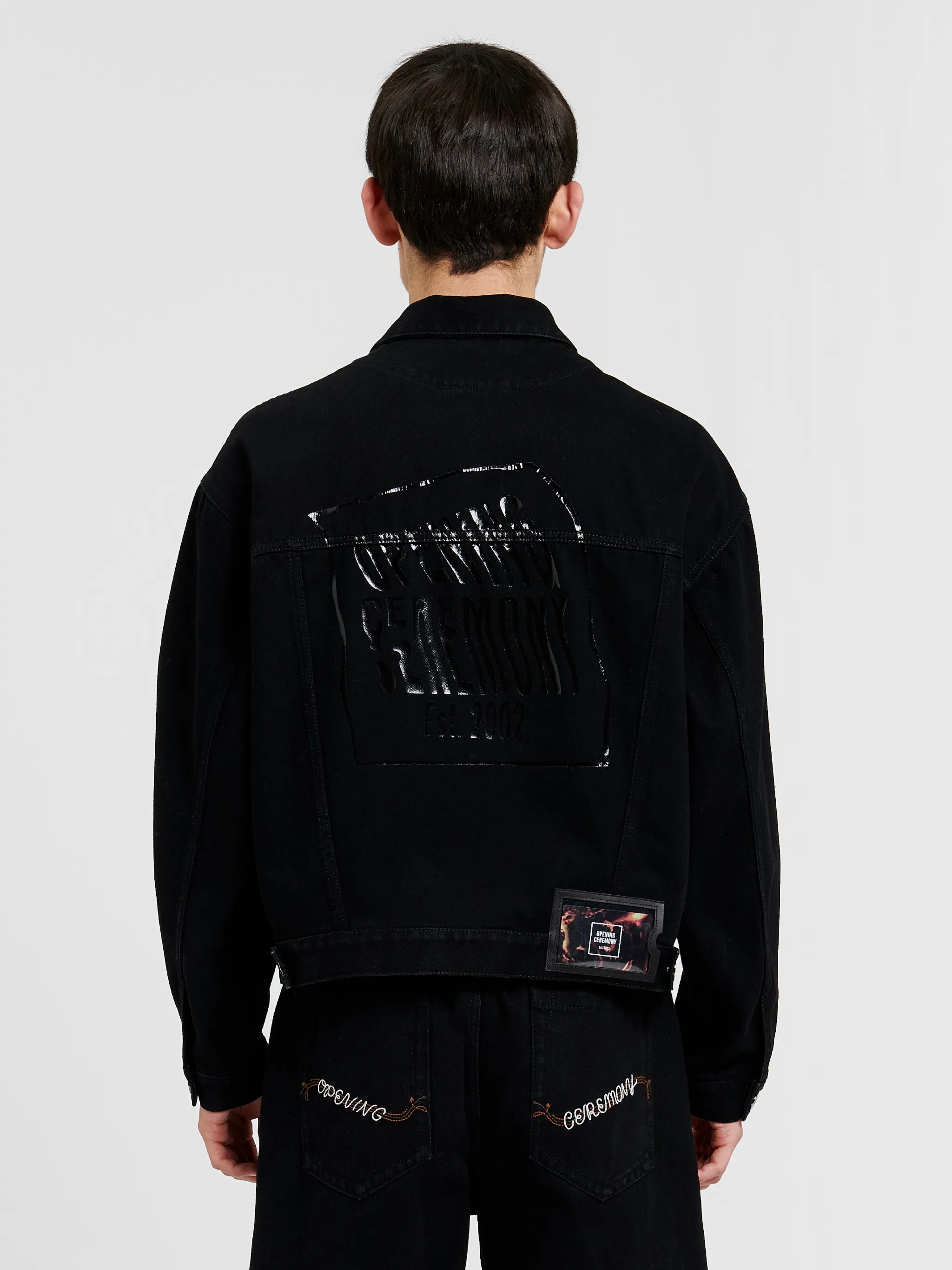 warped logo denim jacket