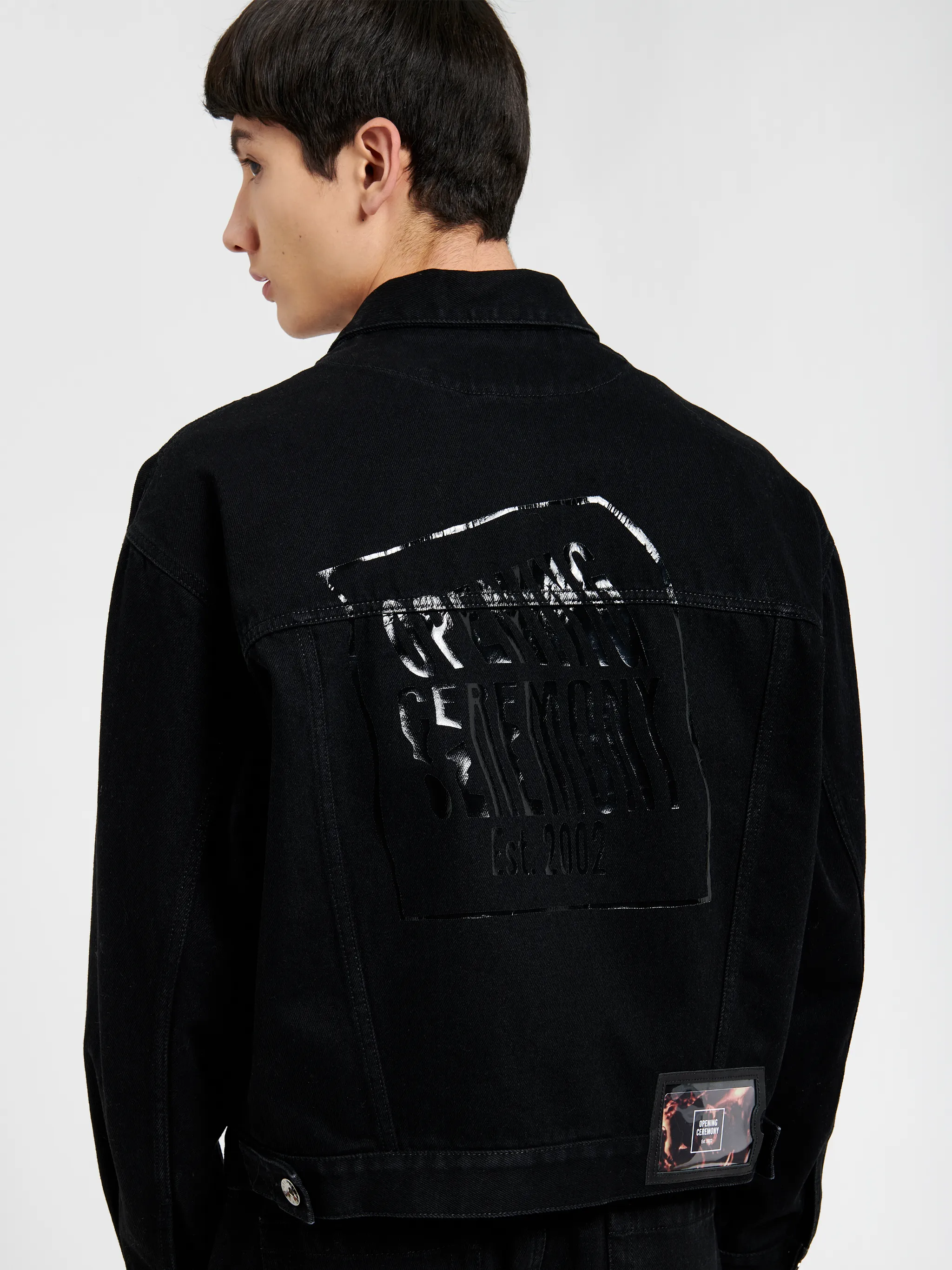 warped logo denim jacket
