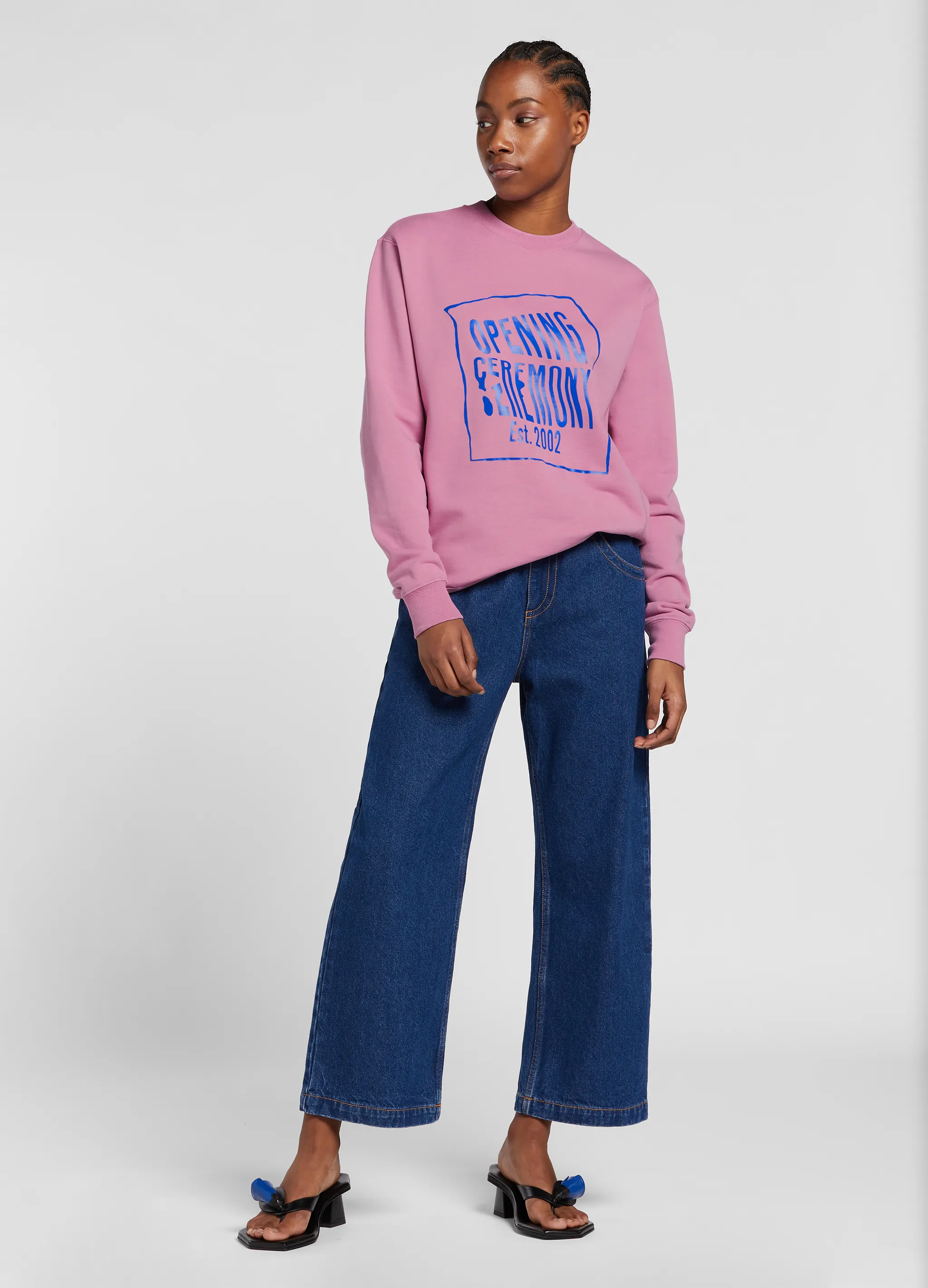 warped logo-print cotton sweatshirt