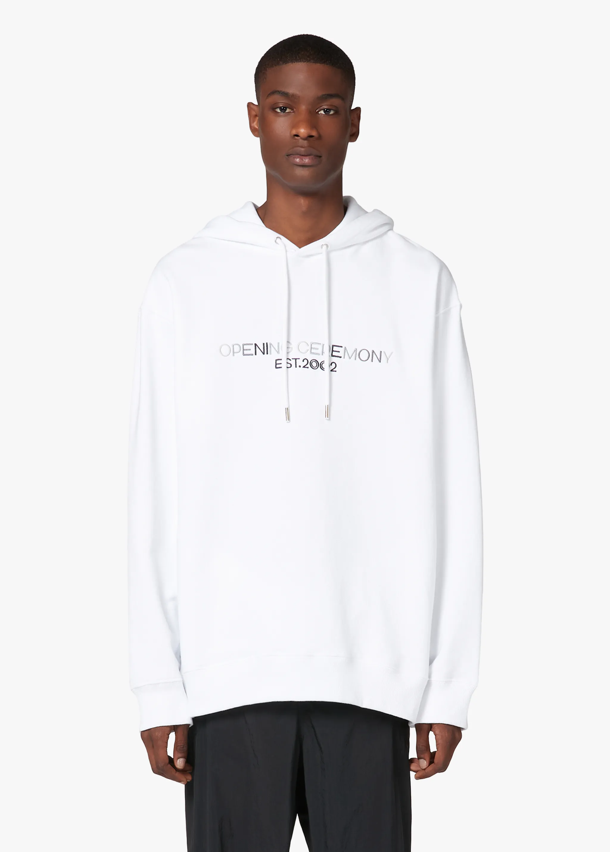 WHITE EMBROIDERED HOODIE