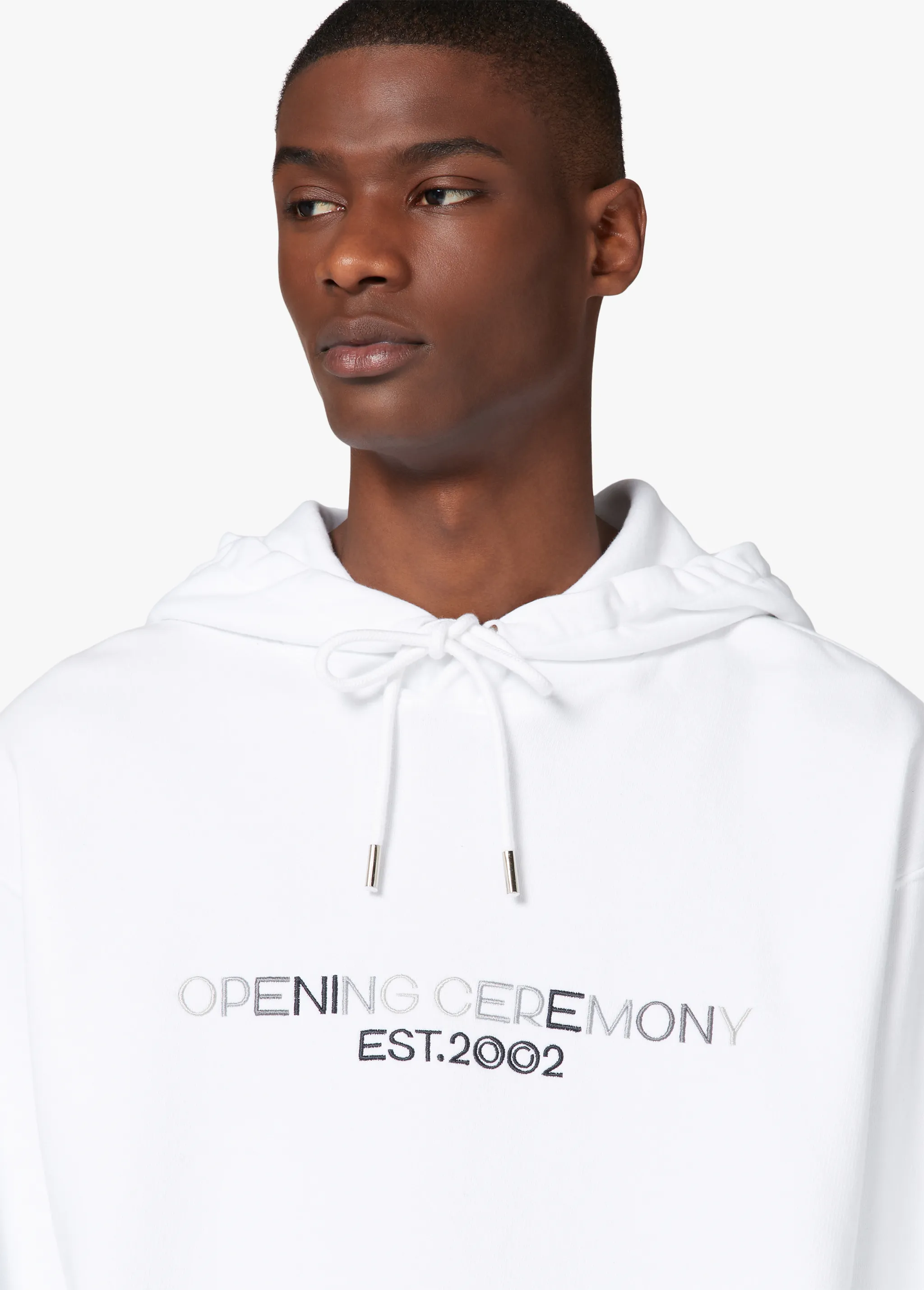 WHITE EMBROIDERED HOODIE