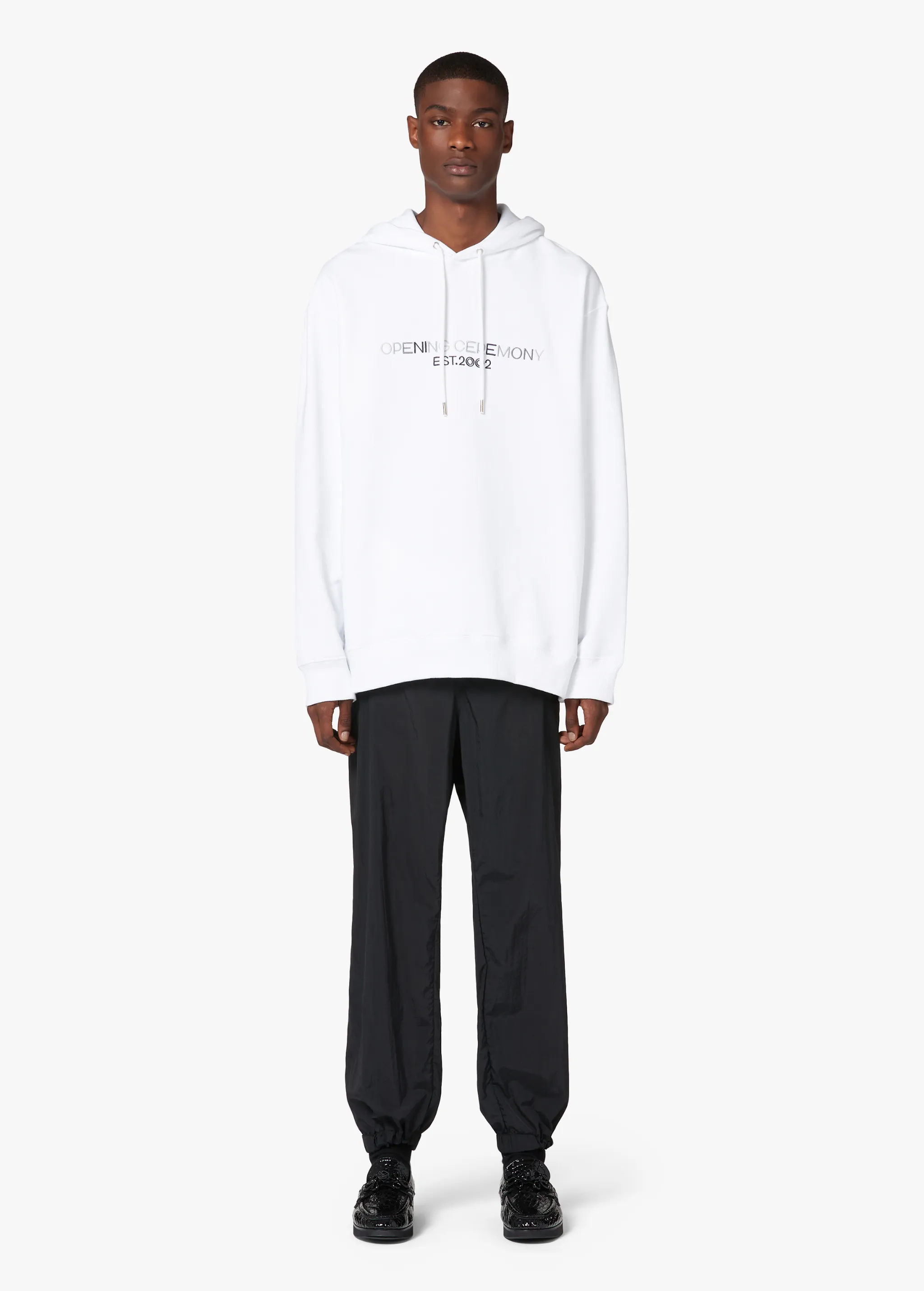 WHITE EMBROIDERED HOODIE