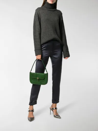black chunky knit roll neck jumper