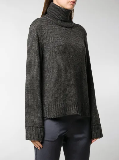 black roll neck chunky jumper