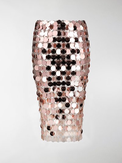 Paco Rabanne Paillette Embellished Fitted Skirt Pink Modes