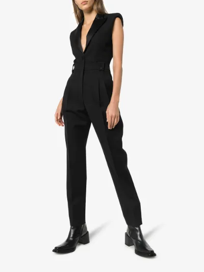 sleeveless tuxedo jumpsuit