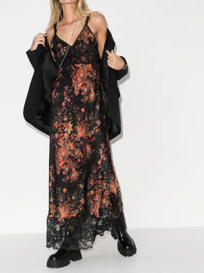 v neck printed maxi dress