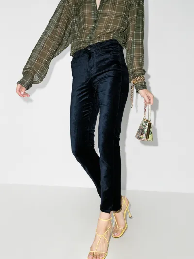 velvet slim leg trousers